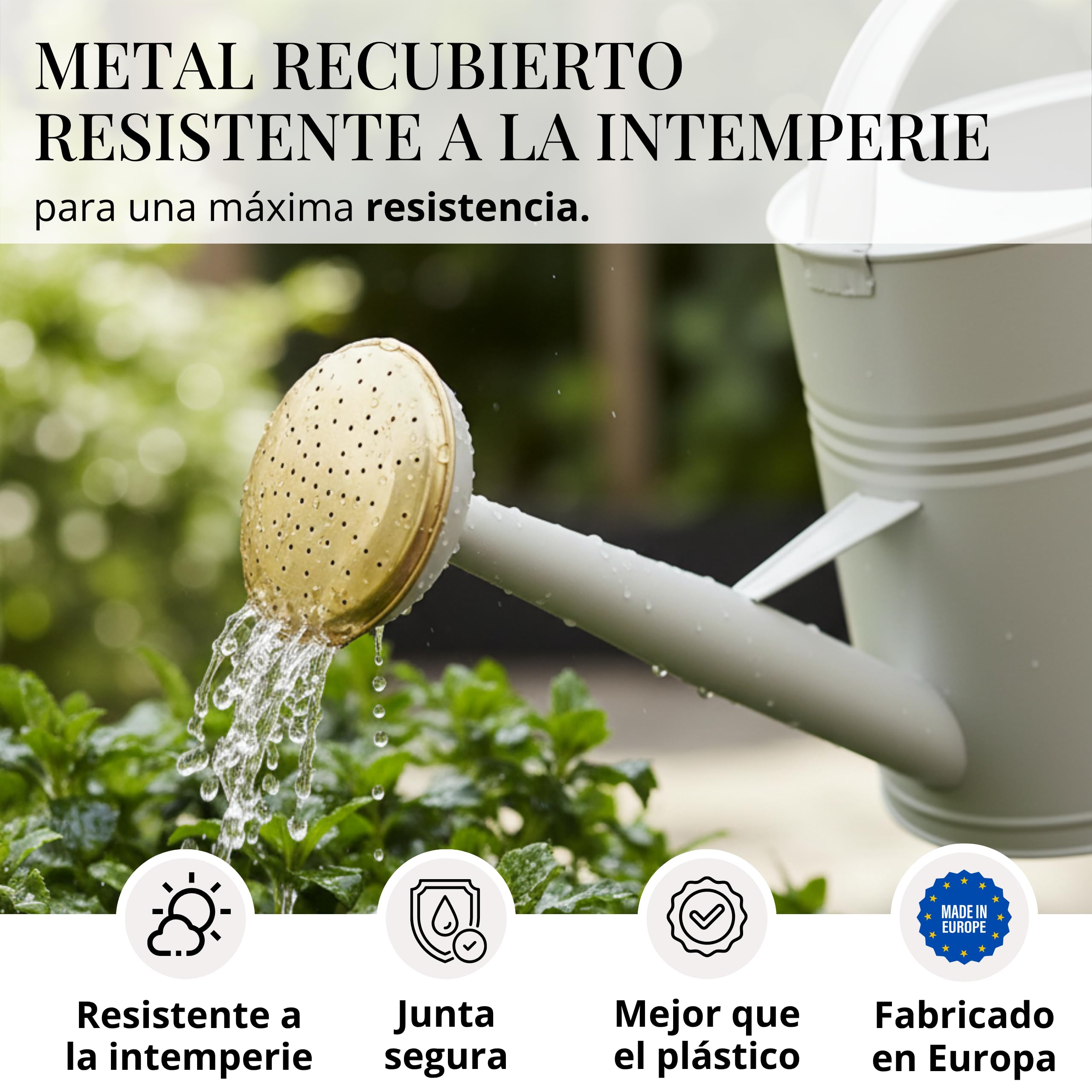 LIVLIG Regadera 5 litros Metal – Jardín y Balcón con Alcachofa Desmontable de Latón, Diseño Vintage, Greige