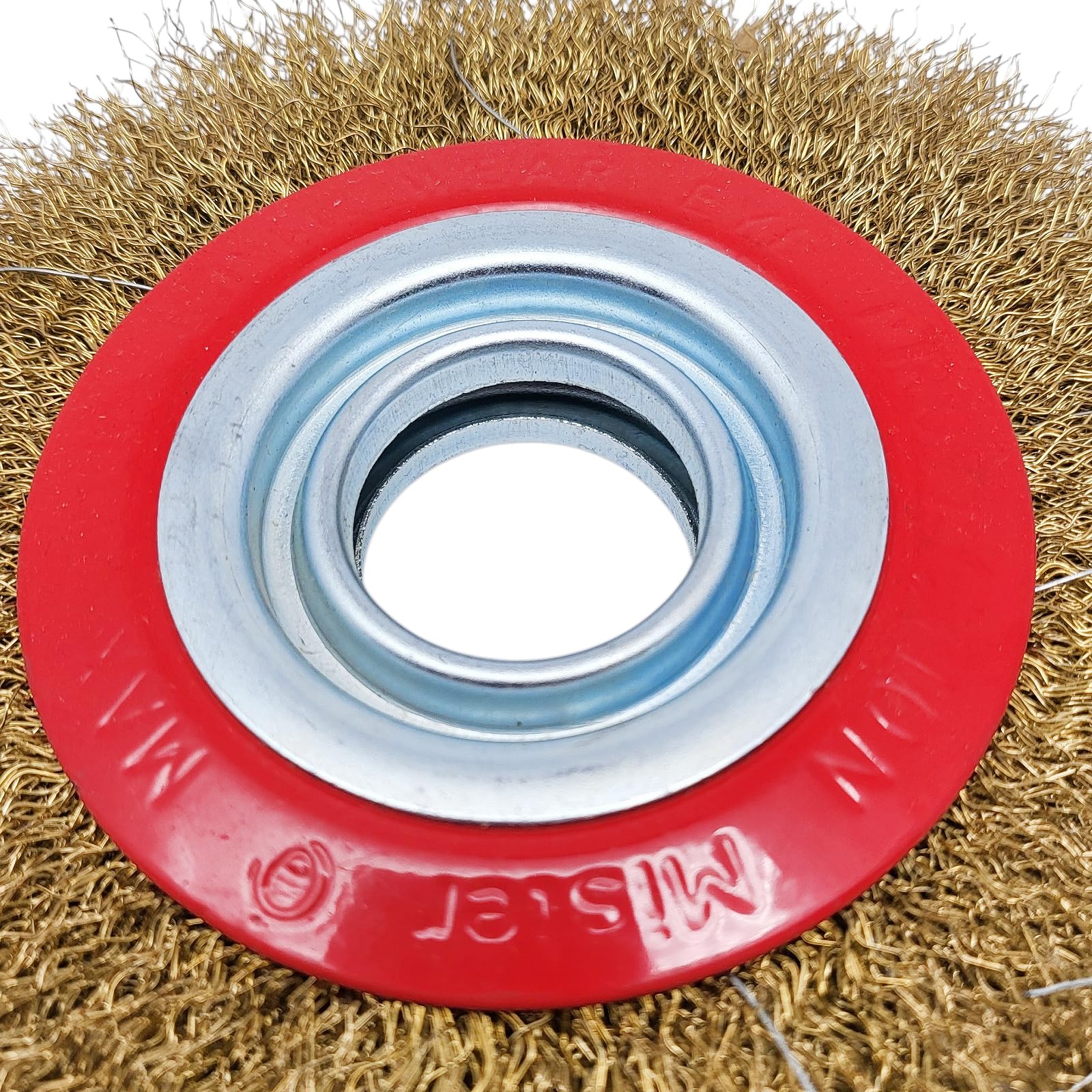 FAST WORLD SHOPPING - Spazzola Per Mola Da Banco Setole In Acciaio Ottonato Disco Molatrice 150Mm Con Adattatori Albero Varie Misure Spazzolone Smerigliatrice Da Banco