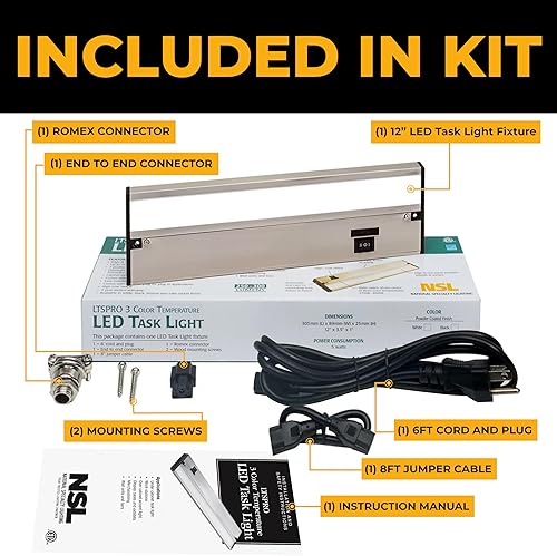 Miniatura 2 de Iluminación led NSL para debajo del gabinete, instalación regulable con conexión directa o enchufe, interruptor deslizable de temperatura de 3
