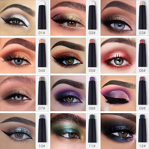 Miniatura 4 de 3 lápices de sombra de ojos, lápiz de sombra de ojos para maquillaje, cosméticos y cosméticos, lápiz de sombra de ojos giratorio, impermeable,