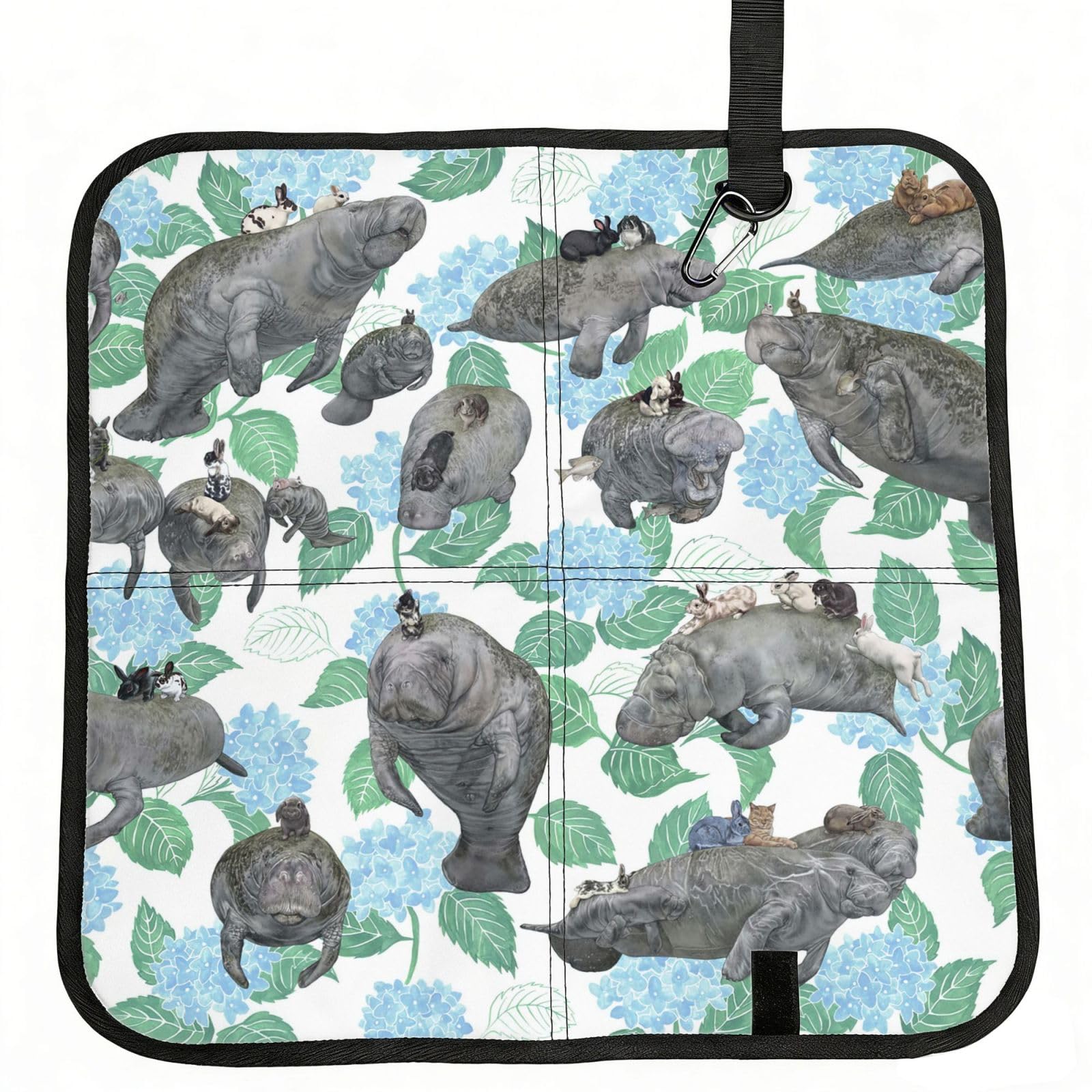 NImongt Rabbits Manatees Print Portable Chair Pad Foldable Seat Cushion Outdoor Seating Office Picnic Camping