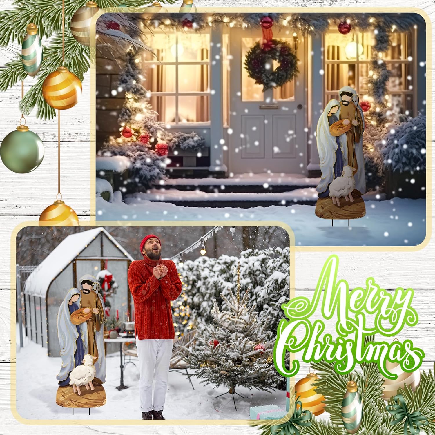 Metal Christmas Outdoor Nativity Scene for Yard with Stake 30 Inch Large Christmas Nativity Set with Baby Jesus Mary and Joseph Outside Waterproof Religious Yard Lawn Signs for Garden Lawns