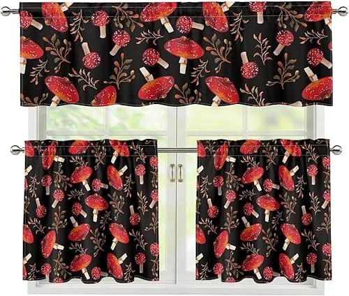 Miniatura 38 de Cortinas de Cocina con Patrón de Gallo Juego de 3 Piezas Elegante Juego de Cortinas de Cocina y Cenefas Elegante Juego de Cortinas de Sombra para