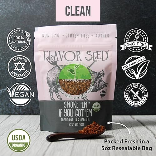 Miniatura 4 de Flavor Seed Smoke 'Em If You Got 'Em Organic Carolina BBQ Rub. Dulce y picante. Para carne de res, pollo y cerdo. Condimentos y especias sin gluten