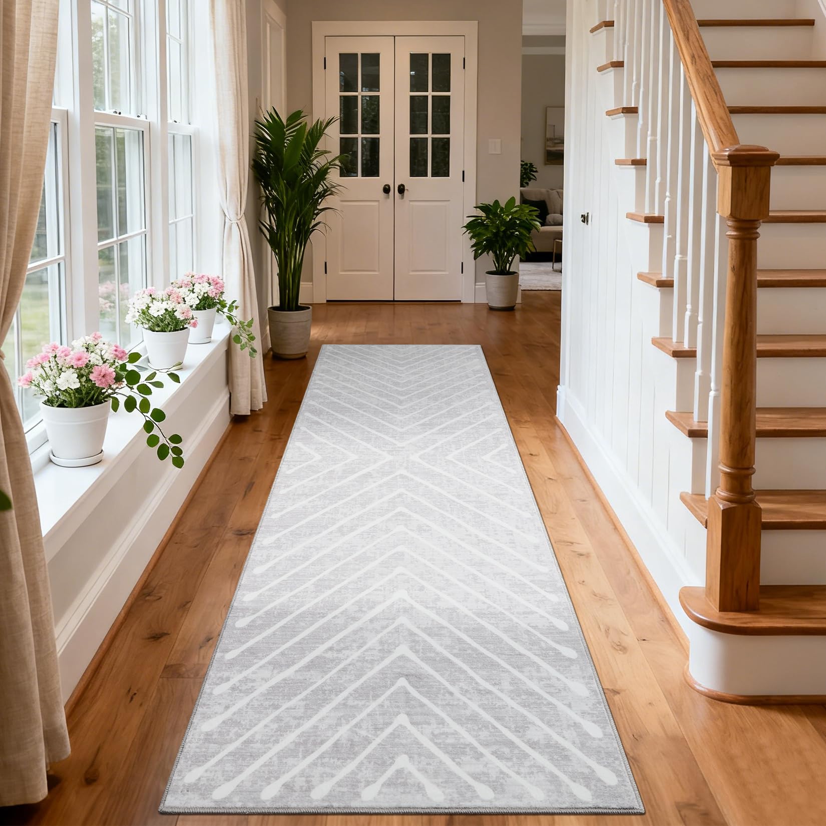 ROYHOME Runner Rug 2x6 Washable Hallway Runner Rug Non Slip Kitchen Geoemtric Throw Modern Stain Resistant Contemporary Runner Carpet for Living Room
