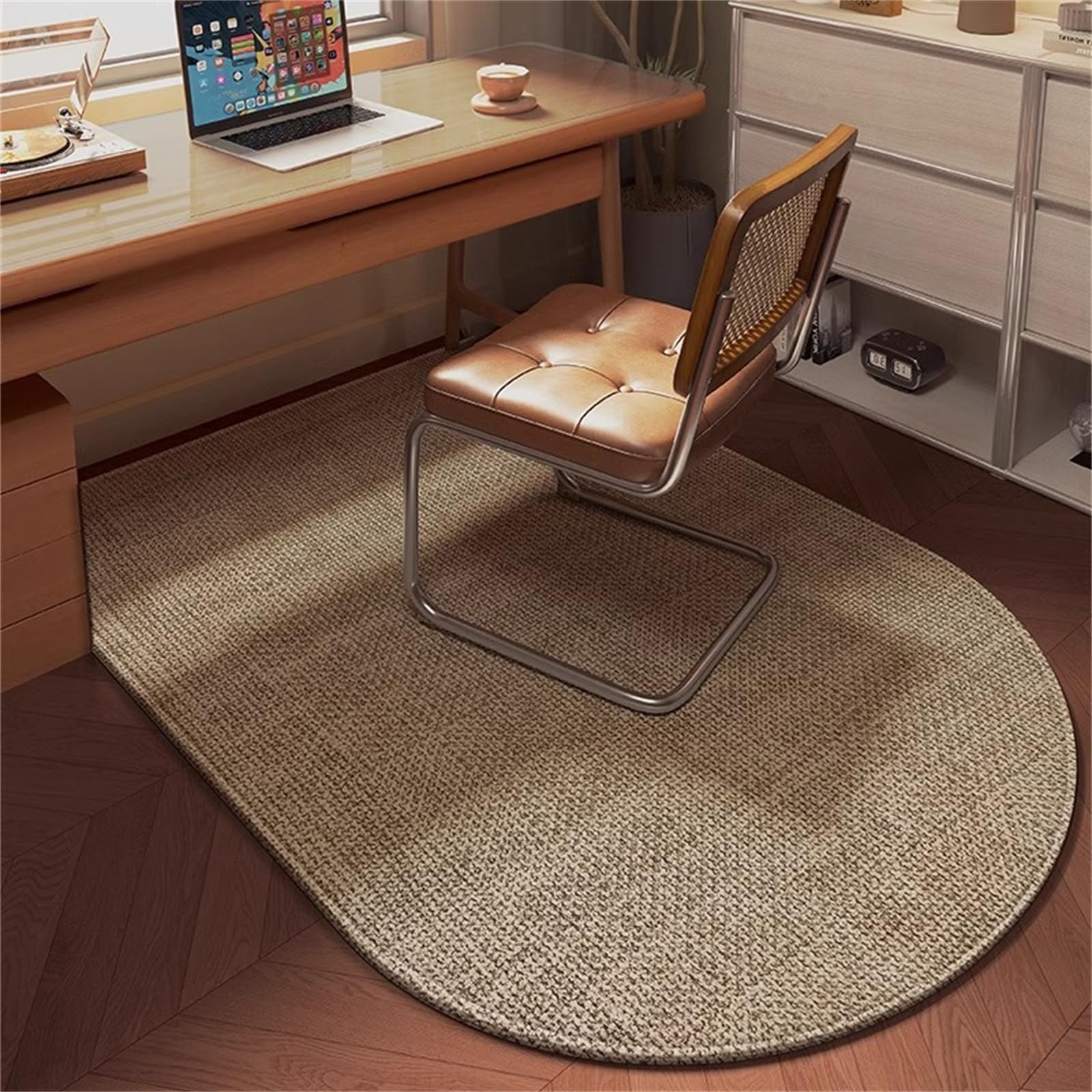 Highdi Simple Modern Office Chair Mat,Office Chair Mat for Carpet for Hardwood & Tile Floor,Scratch Resistant Non-Slip Floor Rug, Desk Chair Carpet for Home Office (Brown,100x160cm)