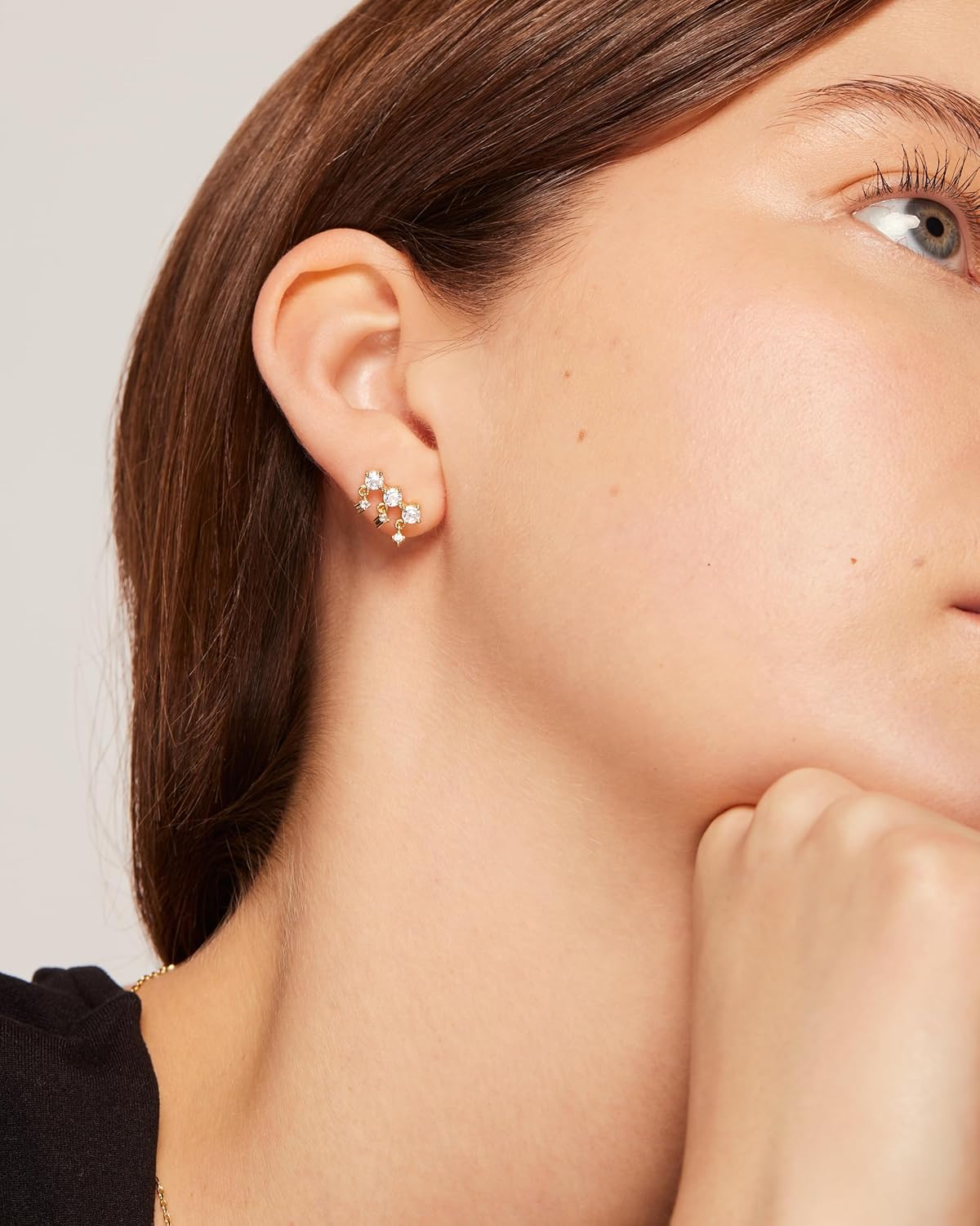 PAVOI 14K Gold Plated 925 Sterling Silver Posts Drop Dangle Cubic Zirconia Stud Earrings for Women | Gold Statement Gradient Crawler Studs Earring - Image 2