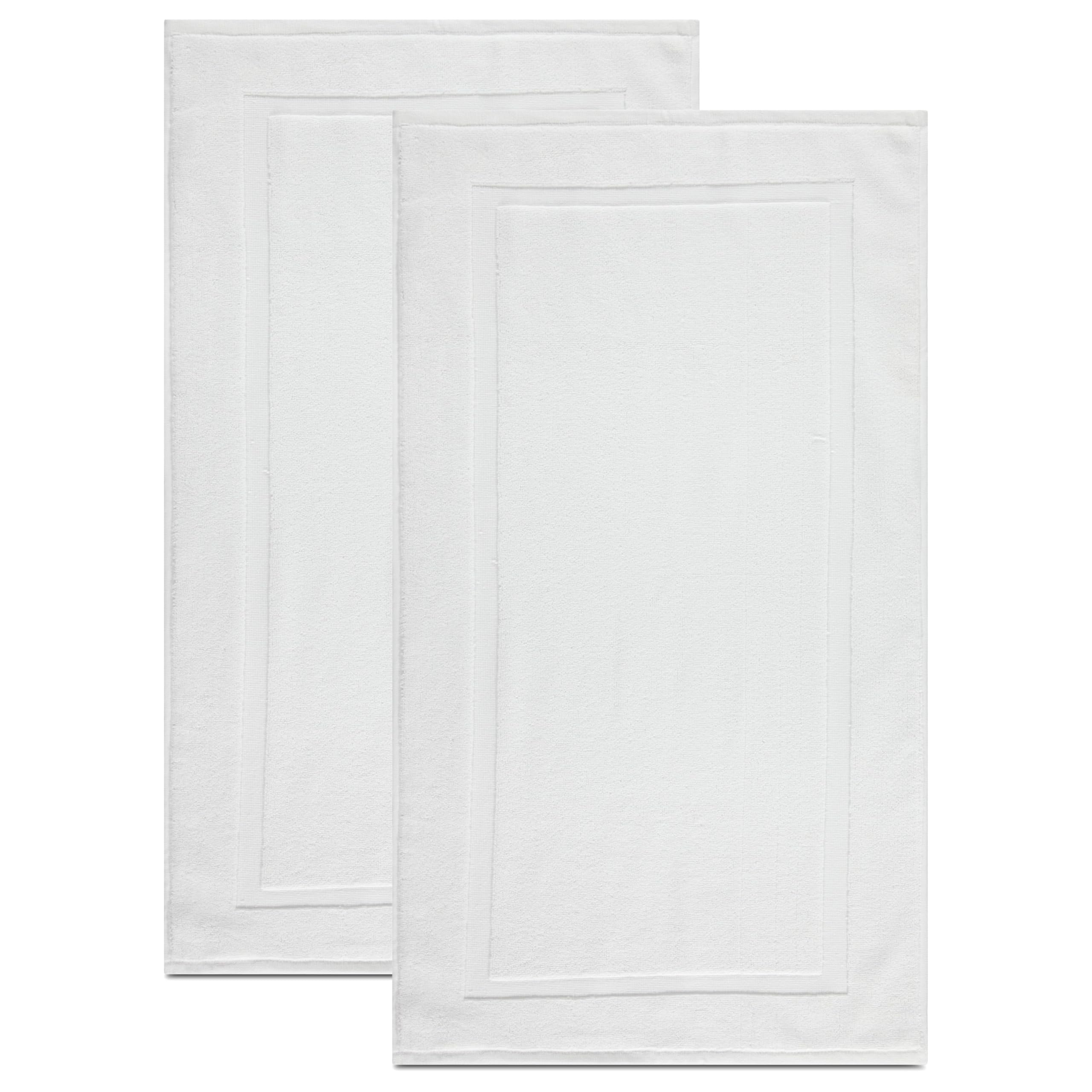 Bolbom's Towels Cotton Banded Rug Bath Mats, [Not a Bathroom Rug] 20x30 Inches, 100% Ring Spun Cotton - Highly Absorbent and Machine Washable Shower Bathroom Floor Towel, White, 2 Pack