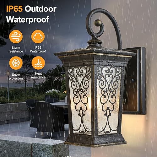 Miniatura 2 de ALVIME - Lámparas de pared para exteriores, accesorios de iluminación exterior de bronce aceitado de 14 pulgadas, luces impermeables para