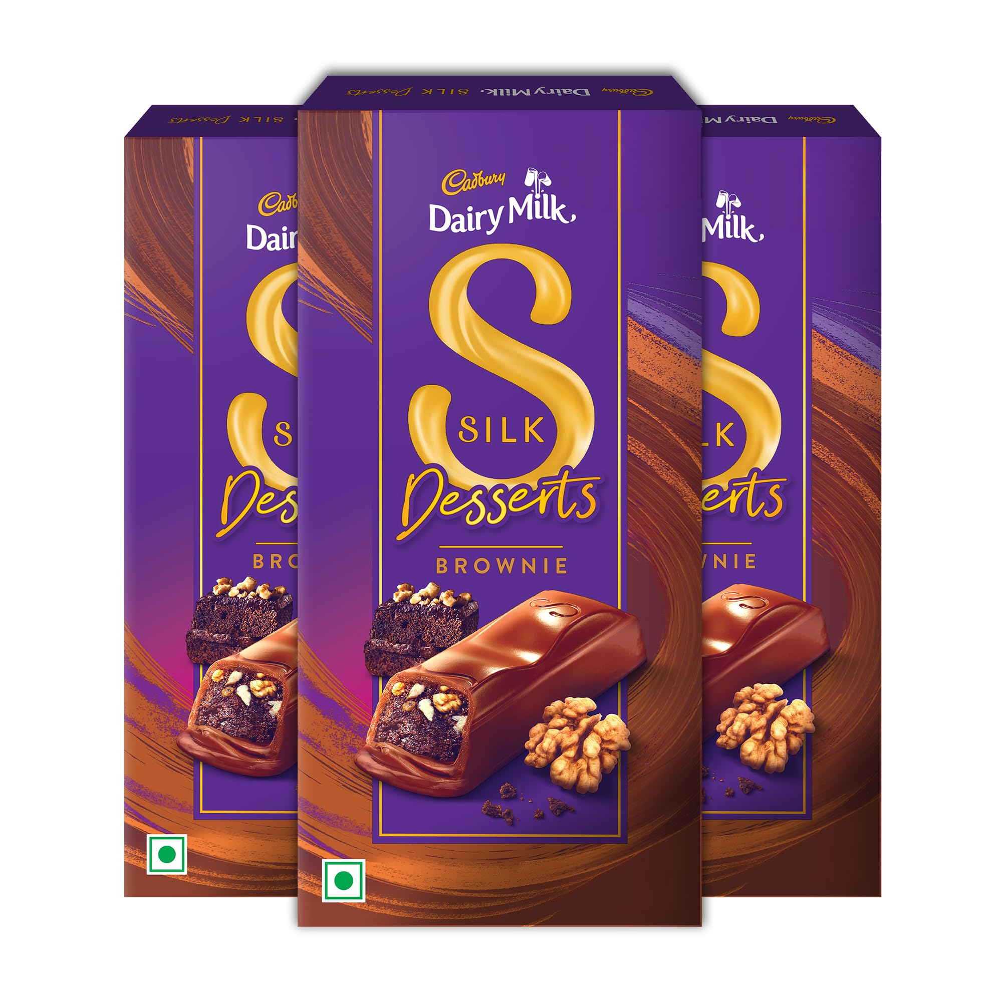 Cadbury Dairy Milk Silk Desserts Walnut Brownie Chocolate Bar, 70 grams (Pack of 3)