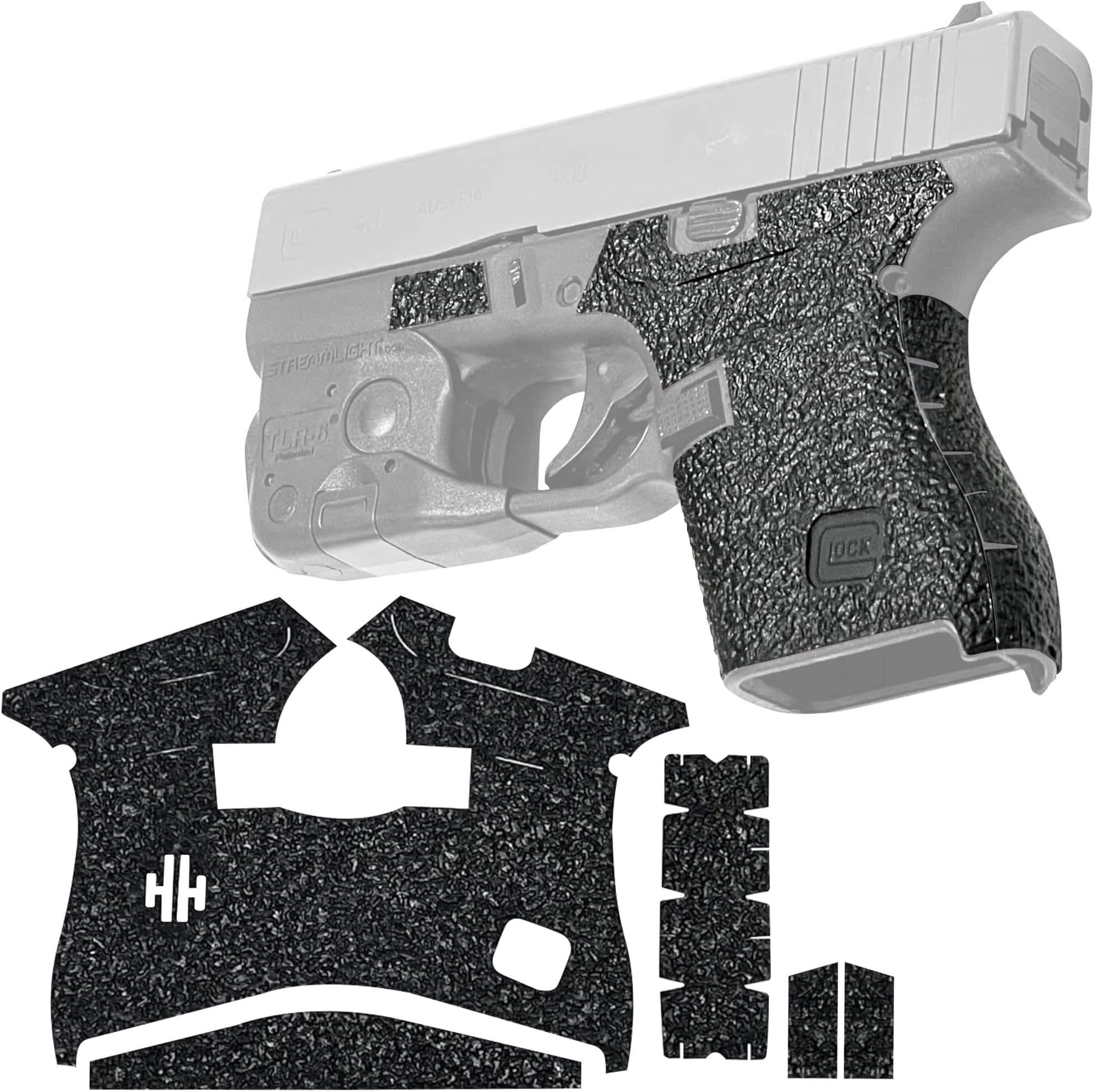 Gun Grip Tape Compatible with Glock 43 - Black Textured Rubber Pistol Grip Tape, Easy Installation, Gun Skins, Veteran Owned, Made in USA