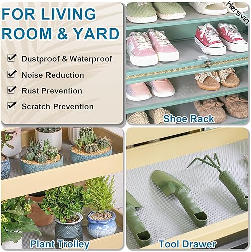 Miniatura 9 de Revestimientos para estantes, alfombrillas para cajones de cocina de 24 x 20 pies, protector de armario de EVA no adhesivo, forro de gabinete (gris