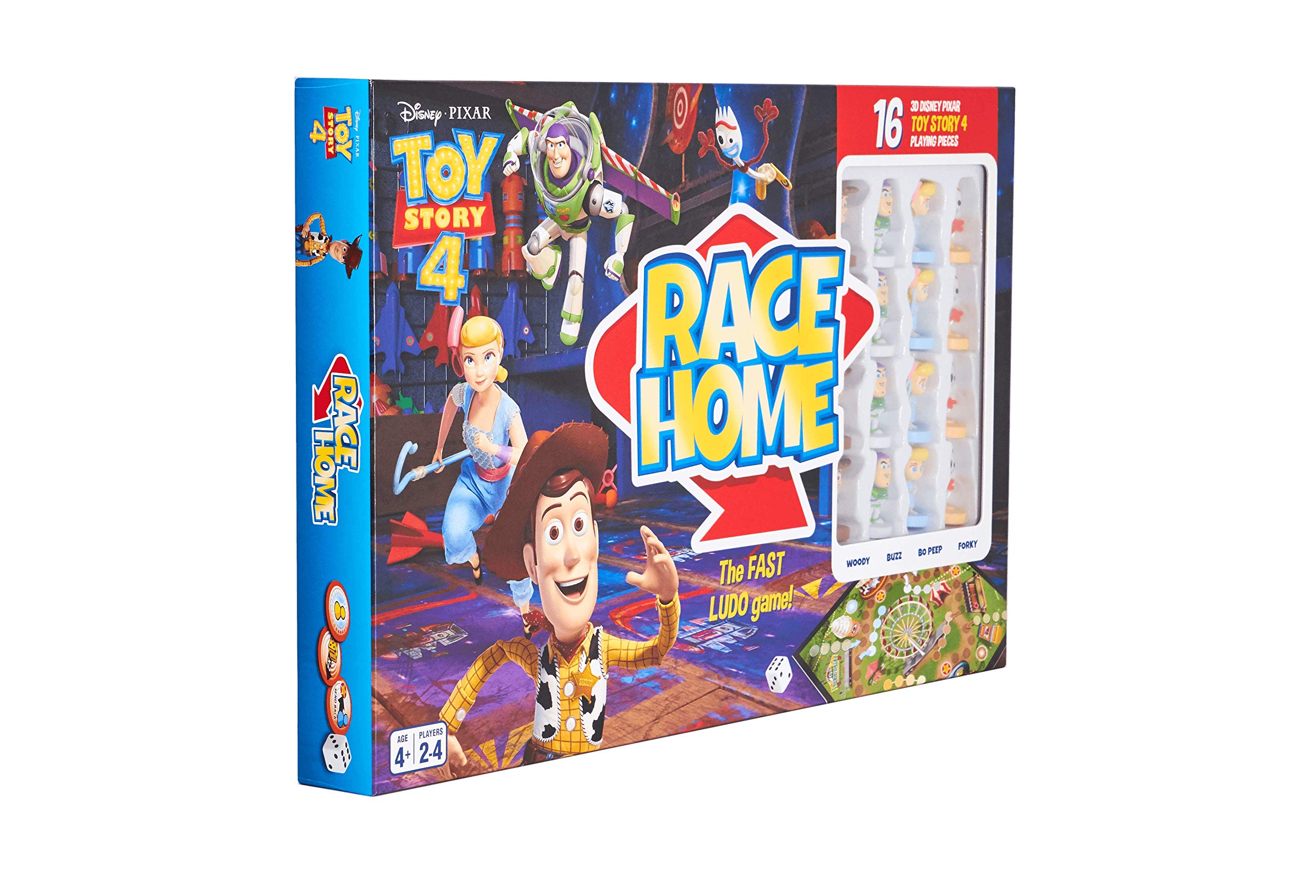 Disney Gioco da tavolo ufficiale Toy Story 4 Race Home, 16 Toy Story 4 pezzi da gioco inclusi, ottimo regalo per un massimo di 4 giocatori, età 3+