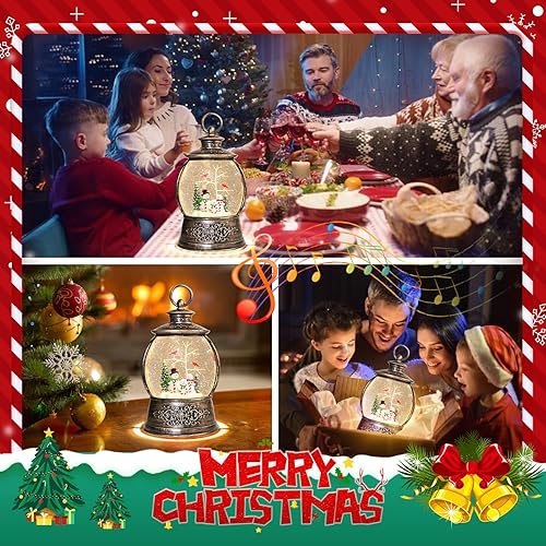 Miniatura 59 de Globo de Nieve Cardinal, Globo de Nieve Musical de Muñeco de Nieve Navideño tipo Linterna con Luces con Temporizador de 6H a Batería y Alimentado