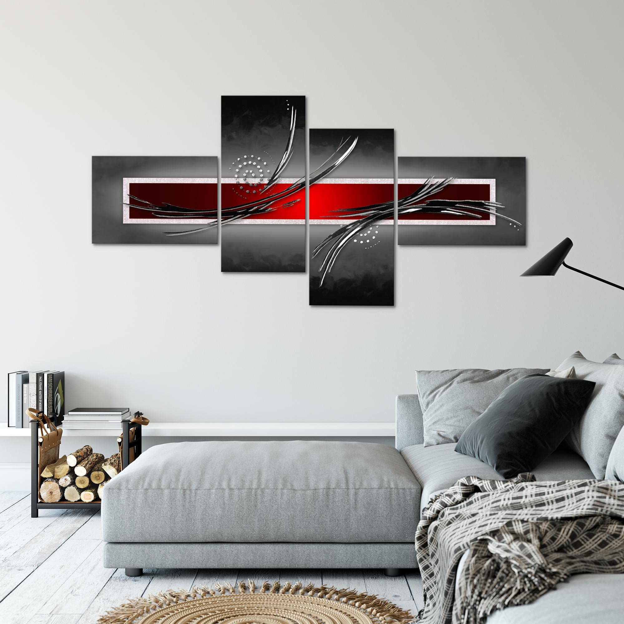 Runa Art Tableau XXL Abstrait 200 x 100 cm Impression sur Toile Intissee Decoration Murale Salon Chambre 102541a