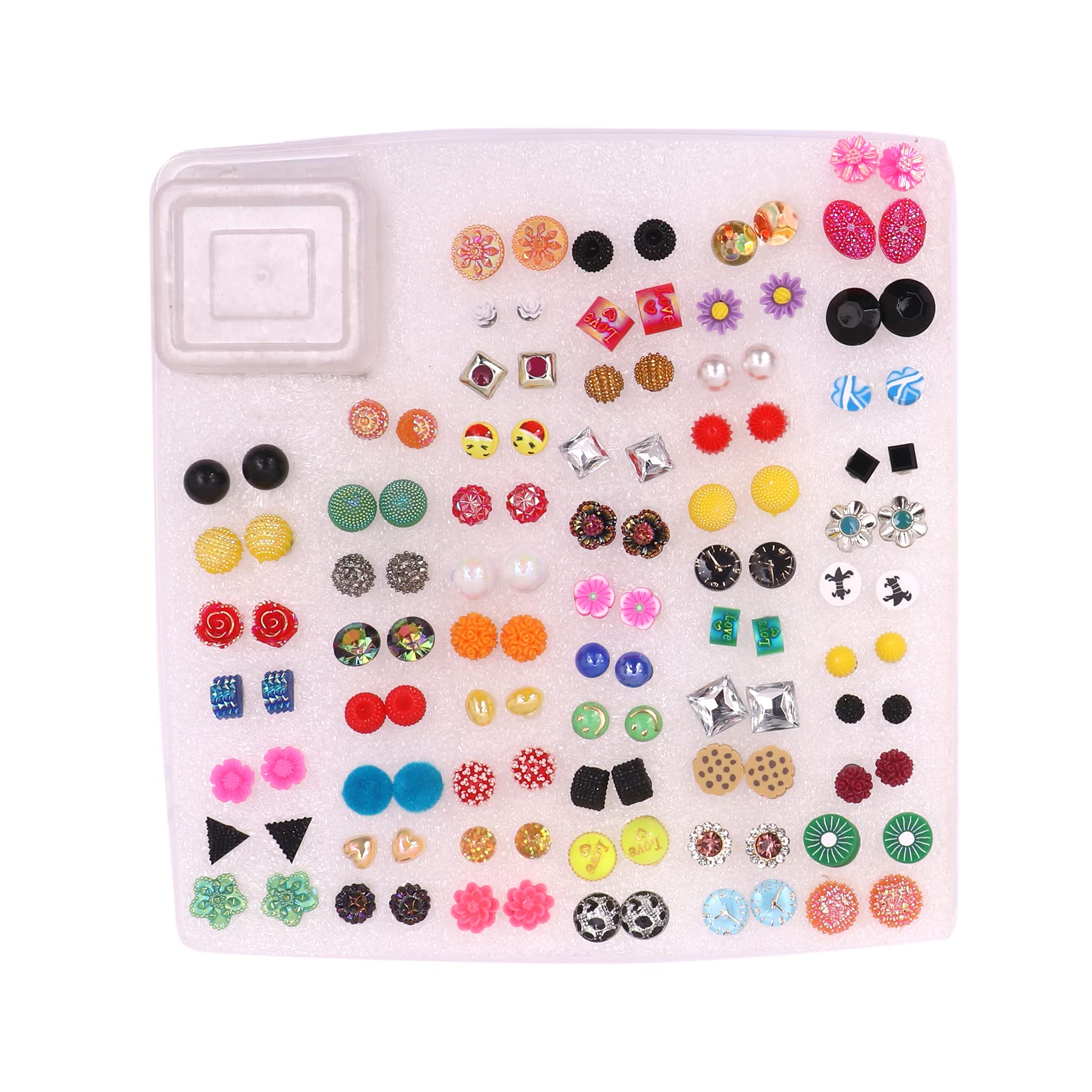 Honbon Stud Earring Assorted colour and design Small Design Plastic Stud Earrings For Girls And Women of 60 Pairs (B09FPQG8SL) Amazon Price History, Amazon Price Tracker