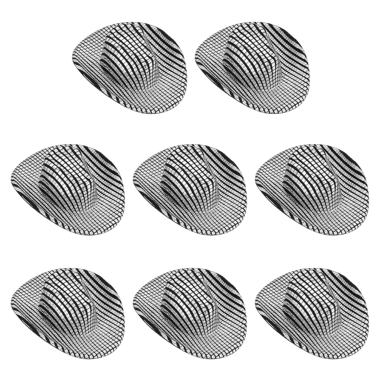 PATIKIL Mini Cowboy Hats, 8 Pcs Miniature Western Cowboy Hat for Crafts Party Decoration, Doll Pet Dress Up, Small Square Style, Black