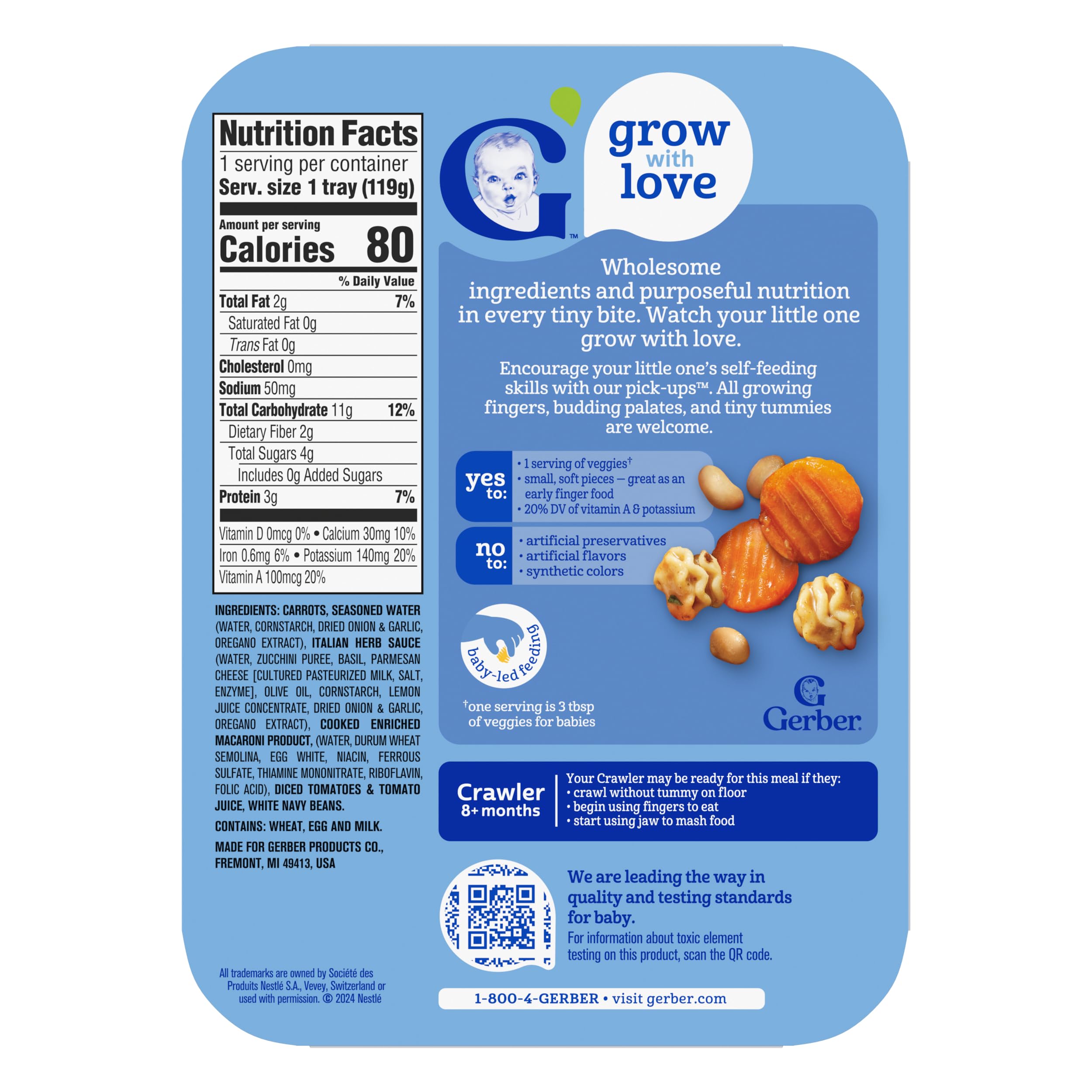 Gerber Baby Food, Stage 3 Food for Babies, Toddlers, Baby Led Feeding, Finger Foods for Babies, Italian Herb Pasta, 6 Pack