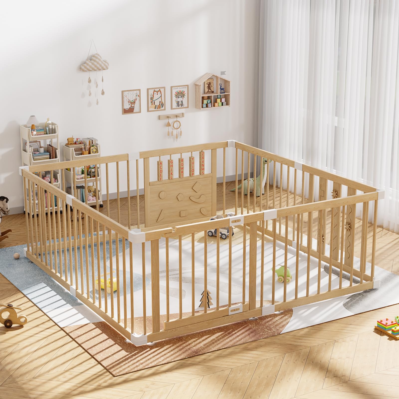Photo 1 of RUMBALUXY Wooden Baby Playpen - 8 Panels