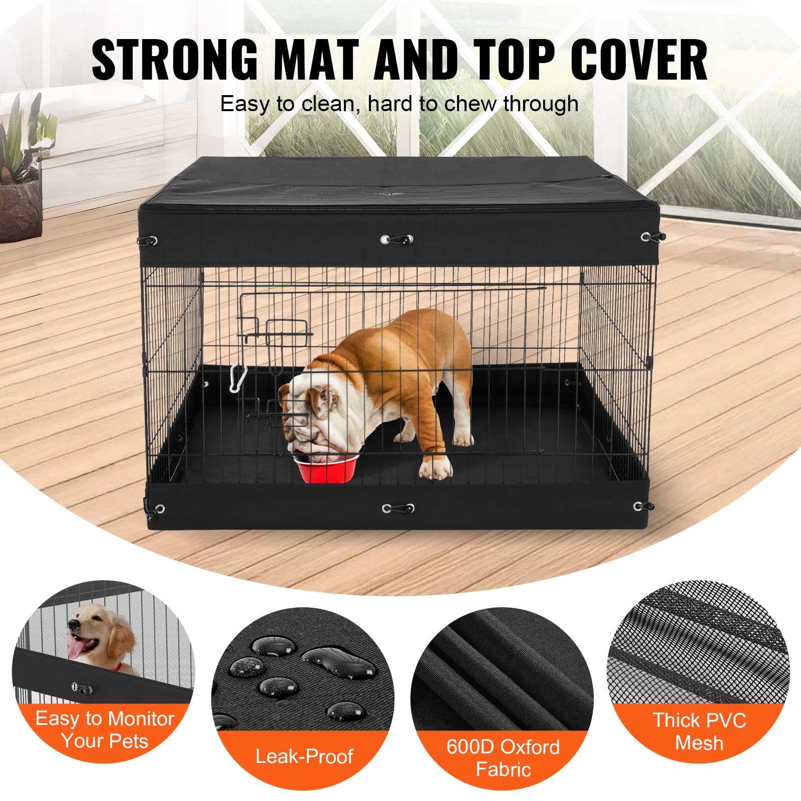 VEVOR Recinto per Cani, Confezione da 4 Pannelli 610 x 910 mm Recinto da Addestramento Pieghevole in Metallo, Recinto per Cani da Interno Esterno con Porta, Copertura Superiore e Imbottitura Inferiore