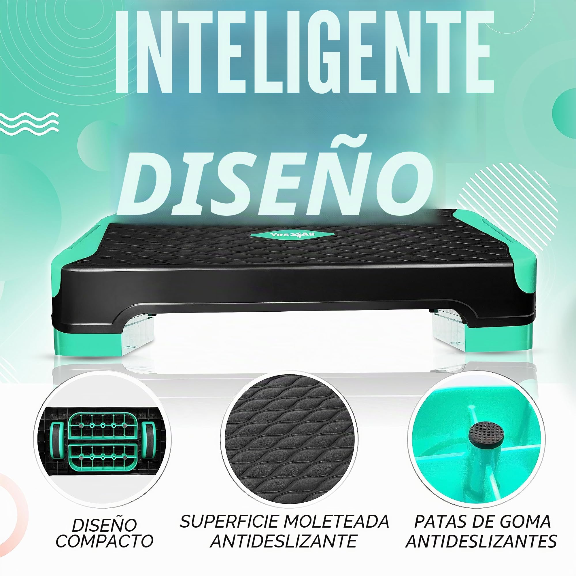 Yes4All - Pasador aeróbico multifuncional, patas semicirculas extra, plataforma aeróbica ajustable de 4 pulgadas y 6 pulgadas para entrenamiento, ejercicio de paso y equilibrio