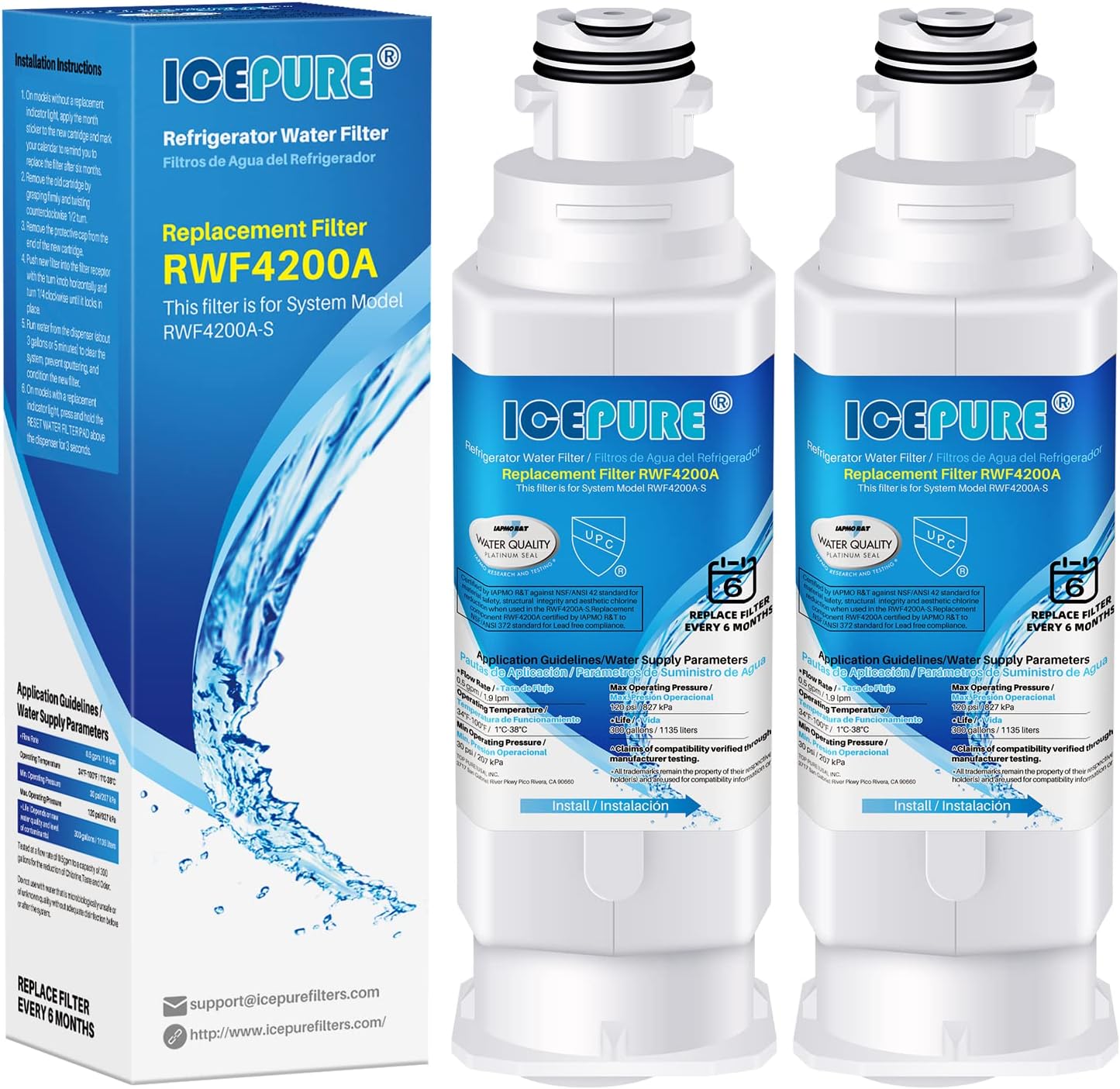 ICEPURE DA9717376B Refrigerator Water Filter Replacement for DA9708006C HAFQIN, HAFQIN/EXP