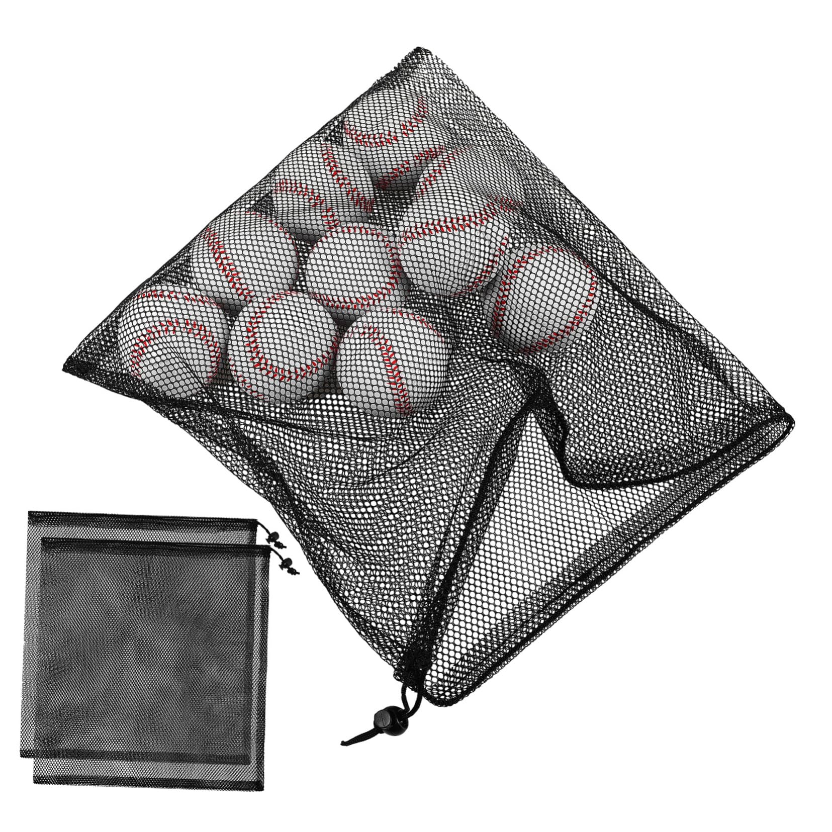 Levemolo 3pcs Drawstring Mesh Bag Balls Drawstring Bag Canvas Mesh Bags for Travel Pool Skimmer Basket Mesh Bags Drawstring Basketball Drawstring Bag Tennis Bag Mesh Pouches Black Polyester