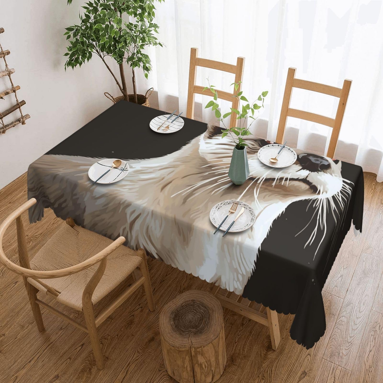 FodPand Otter Tablecloths for Rectangle Tables 54 x 72 Inch - Reusable Washable Dining Table Clothes - Stain and Wrinkle Resistant Decorative Fabric Table Cover for Wedding Party