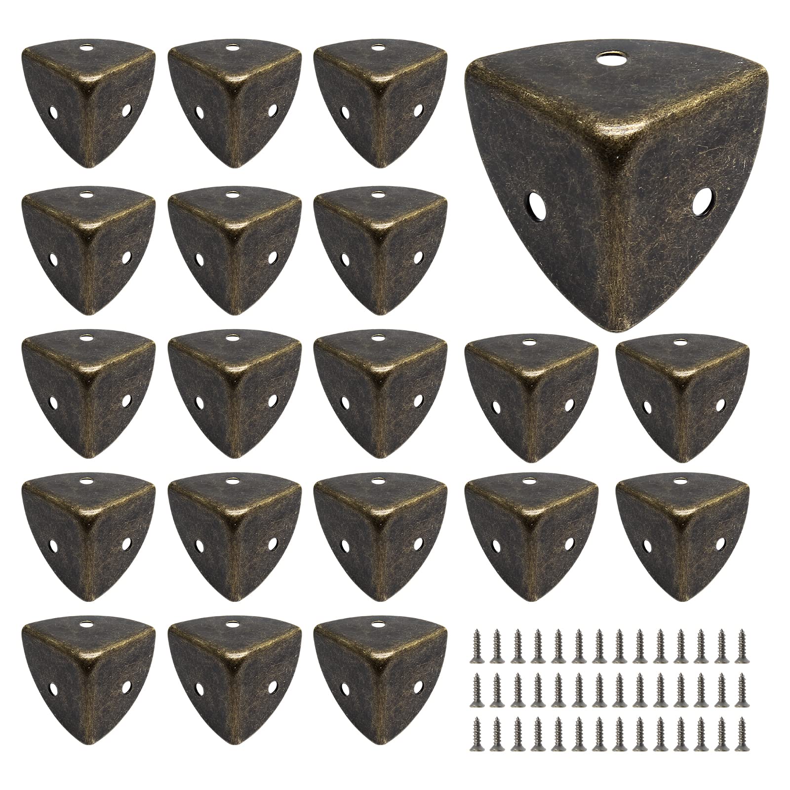 BokWin 20 Pcs Metal Box Corner Protectors,30mm/1.18 Inch Bronze Decorative Corner Covers,Small Edge Corner Guard for Gift Box,Jewelry Box,Wood Box,