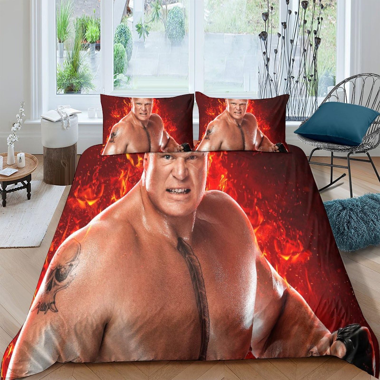 HONGBING Wrestling Quilt Cover Duvet Cover 3D Printed Sports Comforter Covers for Boys Girls Bedding Set Soft Microfiber with Zipper Closure with Pillow Cases 3 Pieces King（220x240cm）