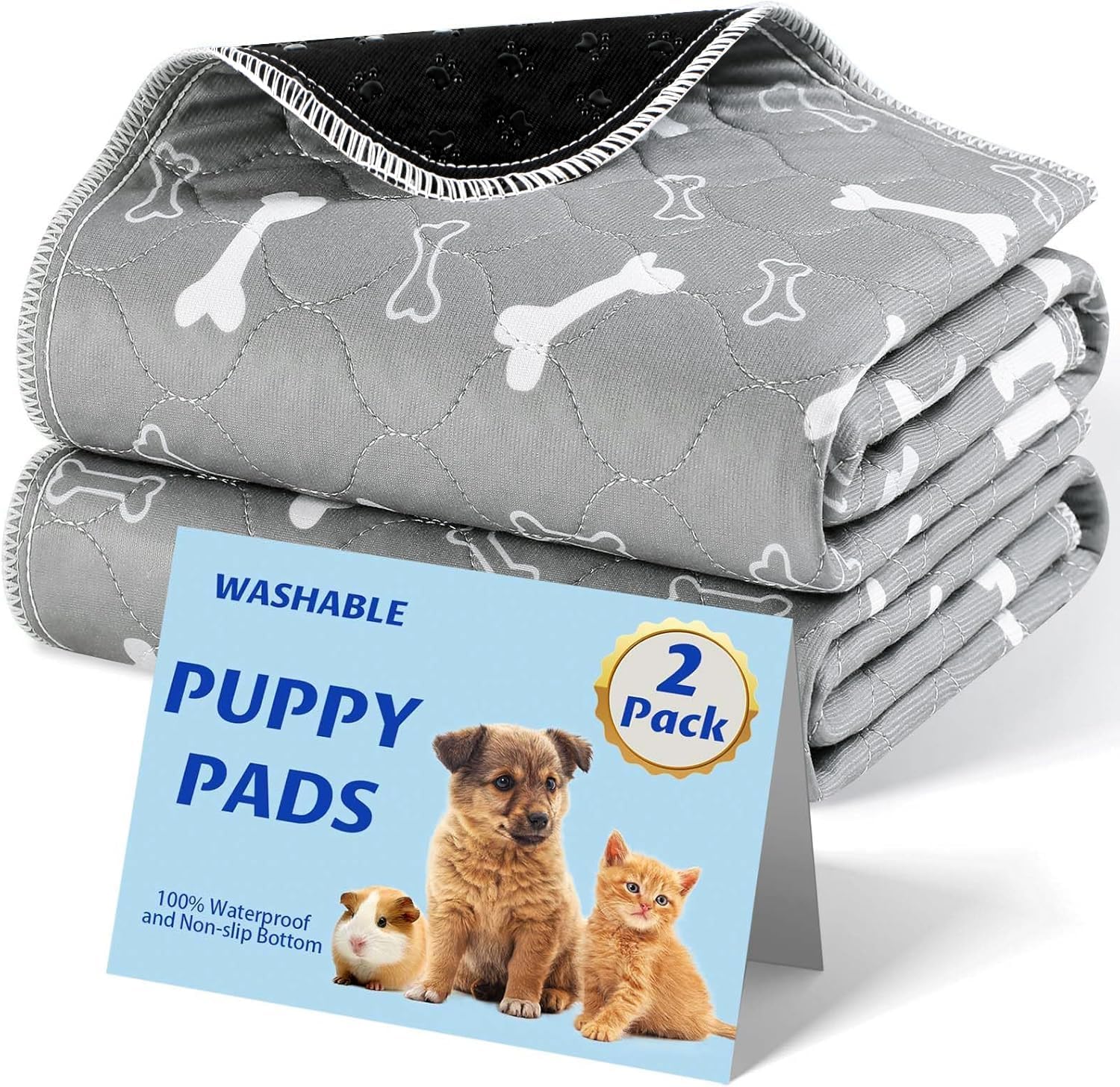 2-Pack Washable Dog Pee Pads – Fast Absorbent & Waterproof (18×24, Grey)