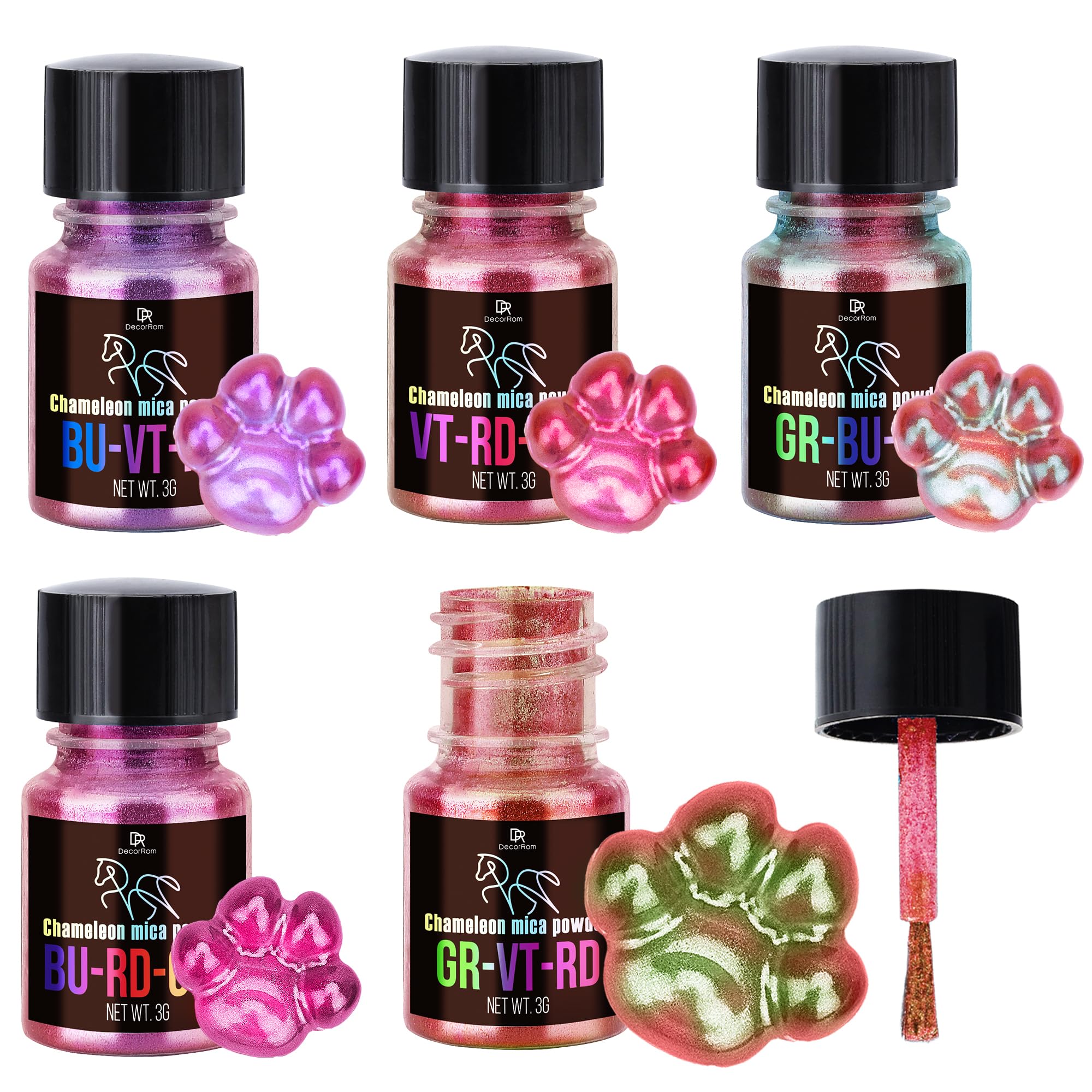 Chameleon Mica Powder - 5 Color Shifting Pigment Powder for Epoxy Resin Art, Tumbler, Painting - Epoxy Resin Color Changing Pigment Red Tones Chameleon Mica for Candle, Slime, Soap Making, Nail Art