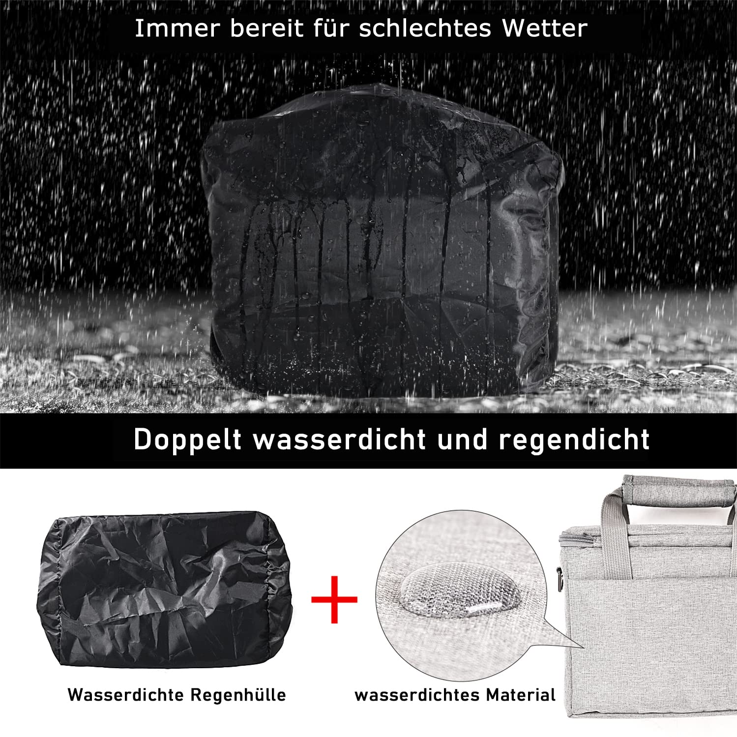FOSOTO DSLR-Kameratasche für Spiegelreflexkameras und Zubehör Grau, SLR Kameratasche Klein mit Regenschutz Kompatibel mit Nikon D3400 D5600 D5500 D7500,Canon EOS 4000D 2000D M50,Sony A7R A6400 A6100