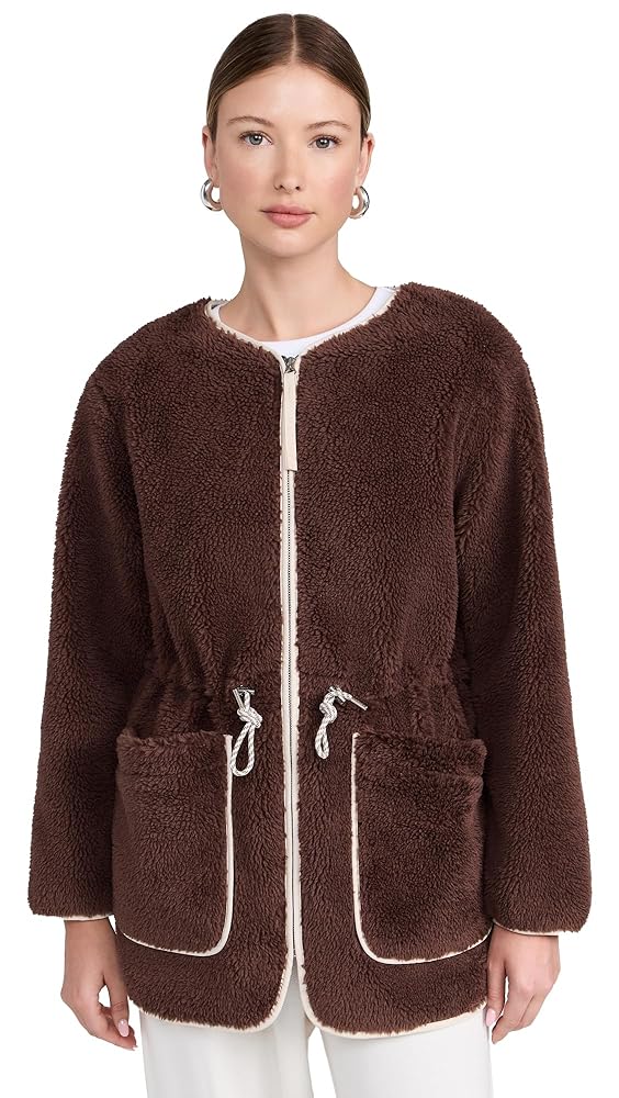 【Varley】 Angelina fauxシアリングジャケット Varley Women's Angelina Sherpa Coat, French Roast, Brown, XL