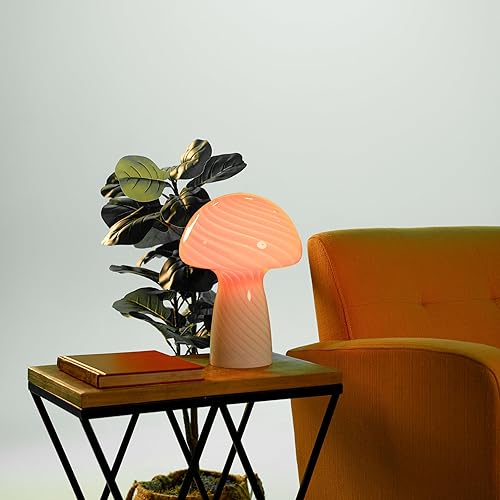 Miniatura 4 de Ozarke Lámpara de mesa con forma de hongo  Lámpara LED portátil con enchufe pequeño de hongo de cristal, luz nocturna de ahorro de energía para