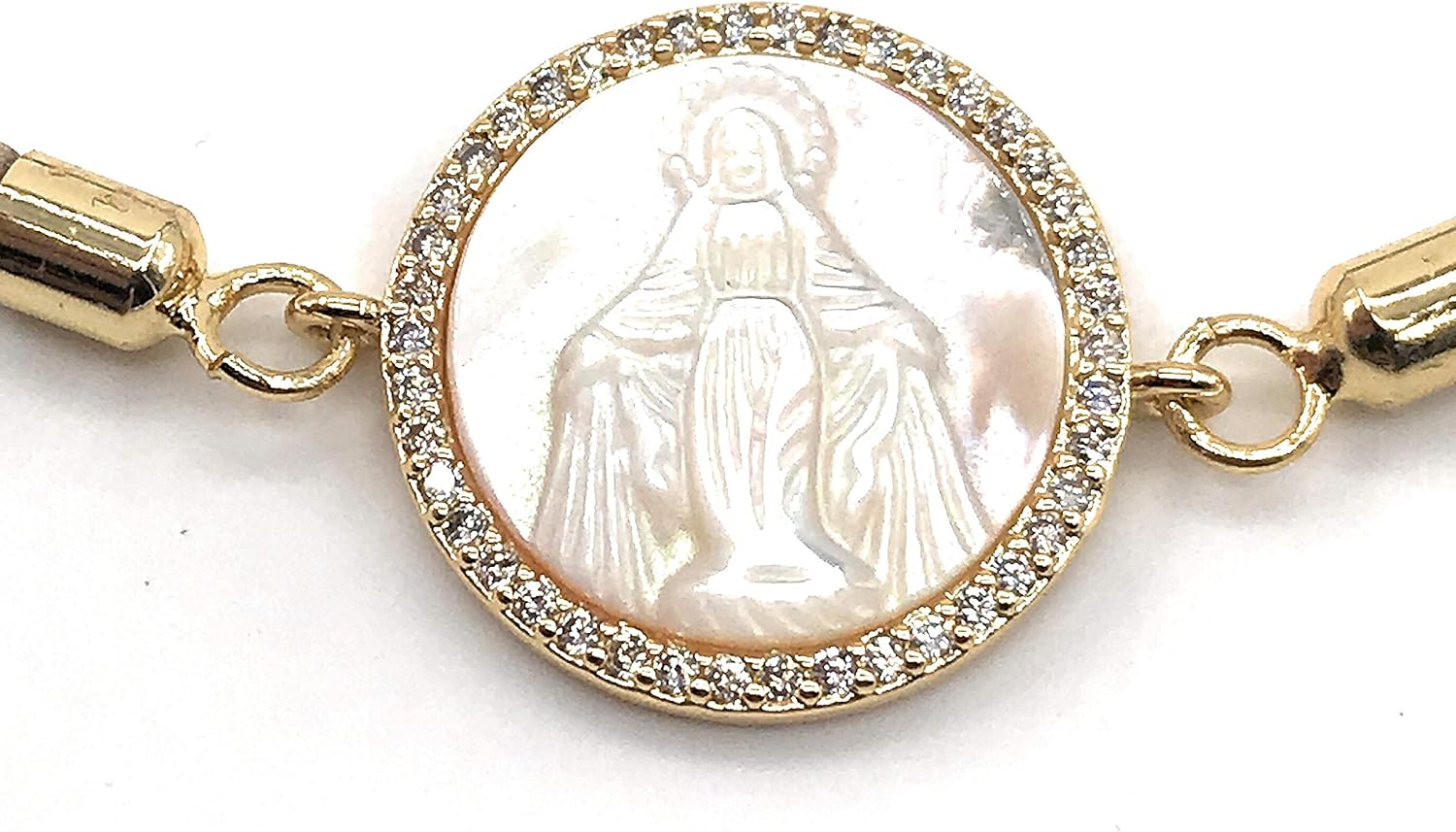 Mother of Pearl Virgin Mary Adjustable Bracelet Catholic Gifts for Women - Image 3