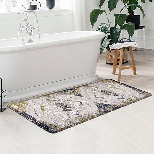 Miniatura 1 de Alfombra bohemia pequeña de 2 x 4.3 pulgadas, alfombra de pasillo lavable, alfombra vintage de lana sintética, antideslizante, para entrada,