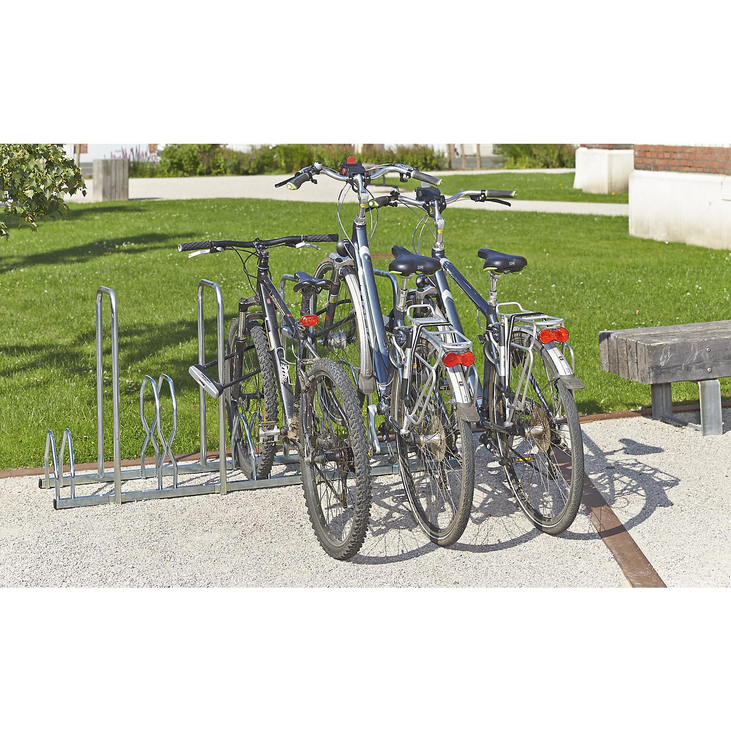 Mottez B129AR Râtelier pour 5 vélos sur 2 niveaux avec arceaux