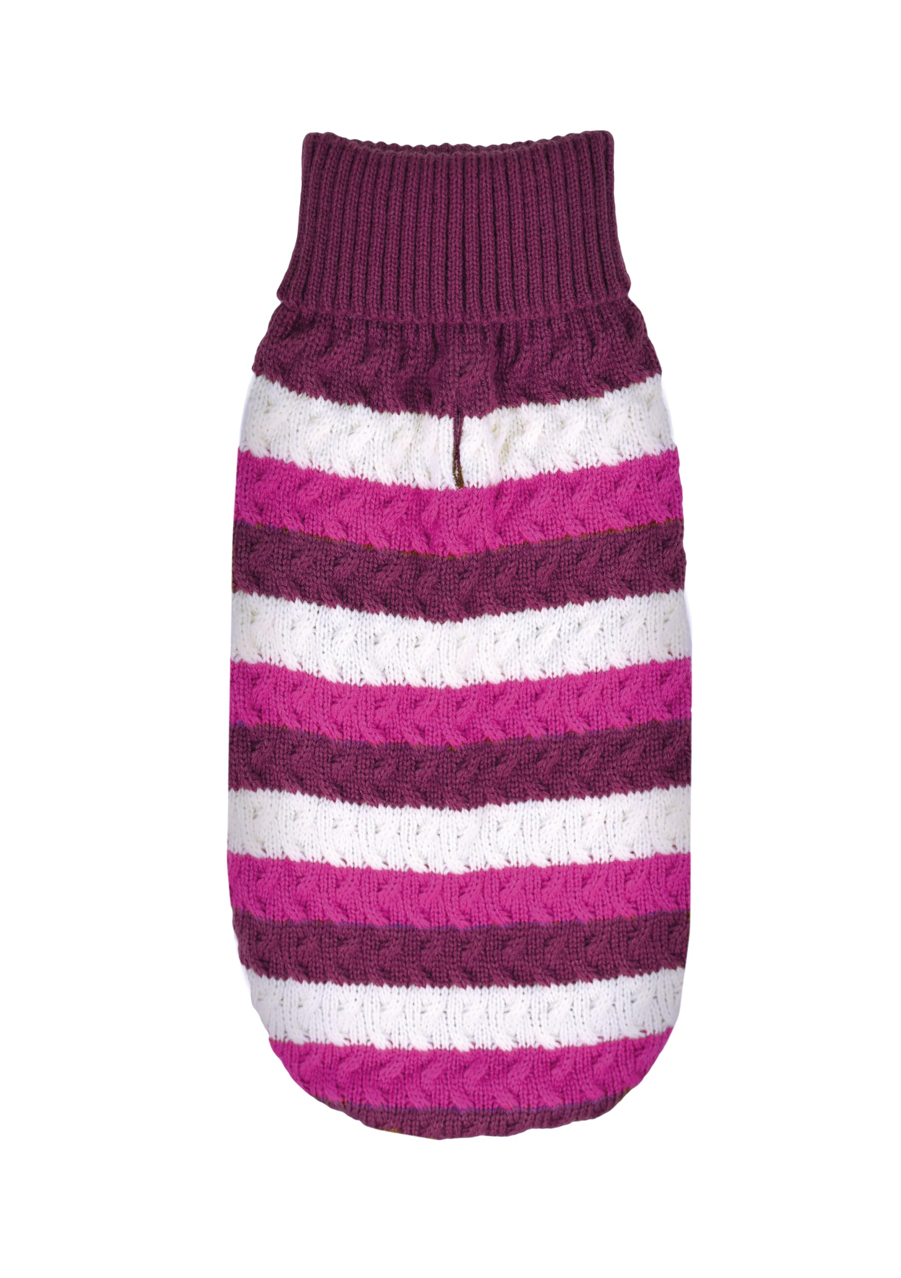 Record - Pull pour Chiens Modèle Lui&Lei. Pull pour Chiens Col Haut, Motif Rayures Blanches avec Nuances Violet/Fuchsia, Trou Laisse et Passants Pattes| Violet, L - Longueur Dos 45 cm