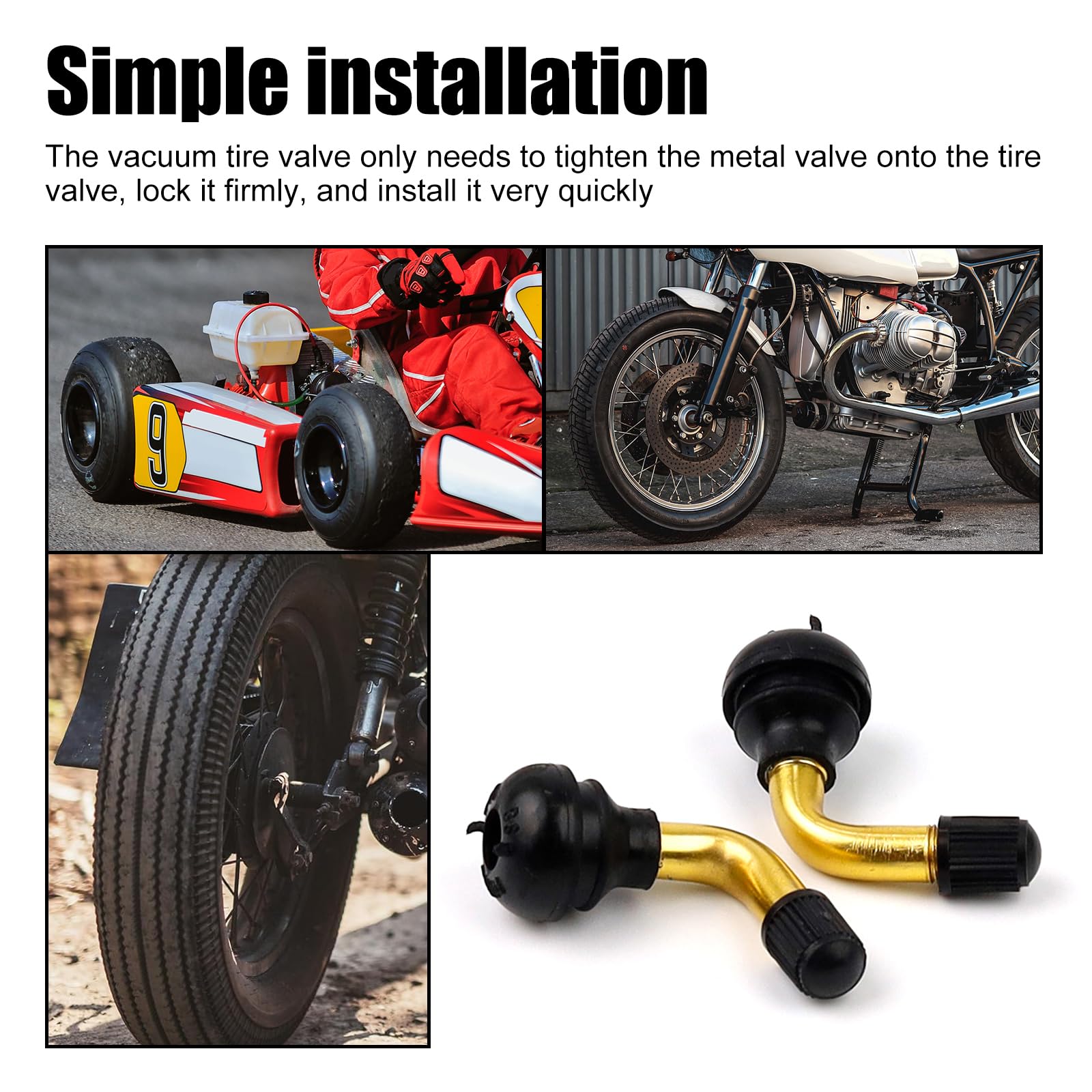 6 Piezas Válvula de Llanta de Latón, LINTRA Latón Válvula de Llanta de Coche, Válvula de Aire del Neumático para Scooters, Motocicletas, Ciclomotores