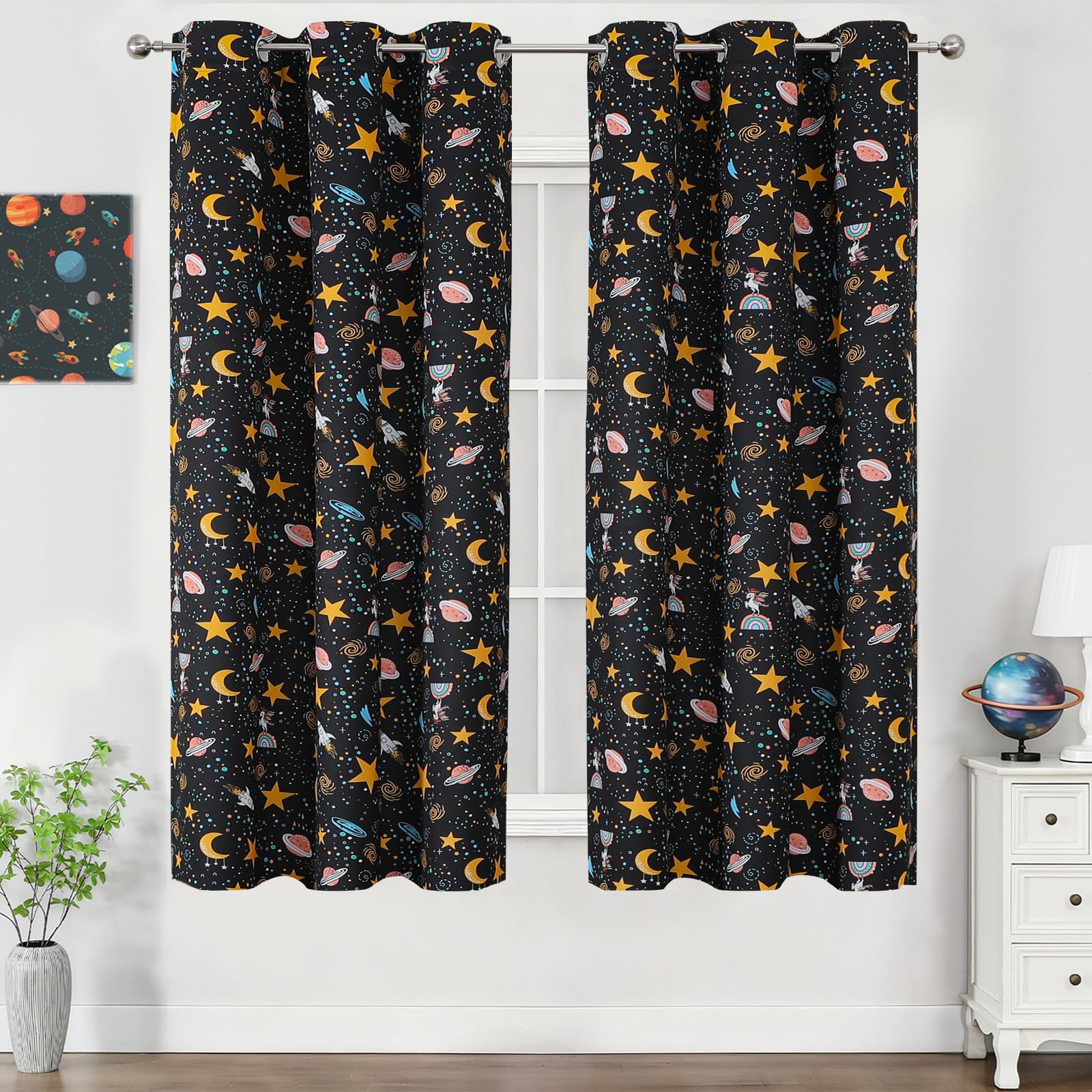 VEHEDE Black Blackout Curtains for Bedroom/Nursery