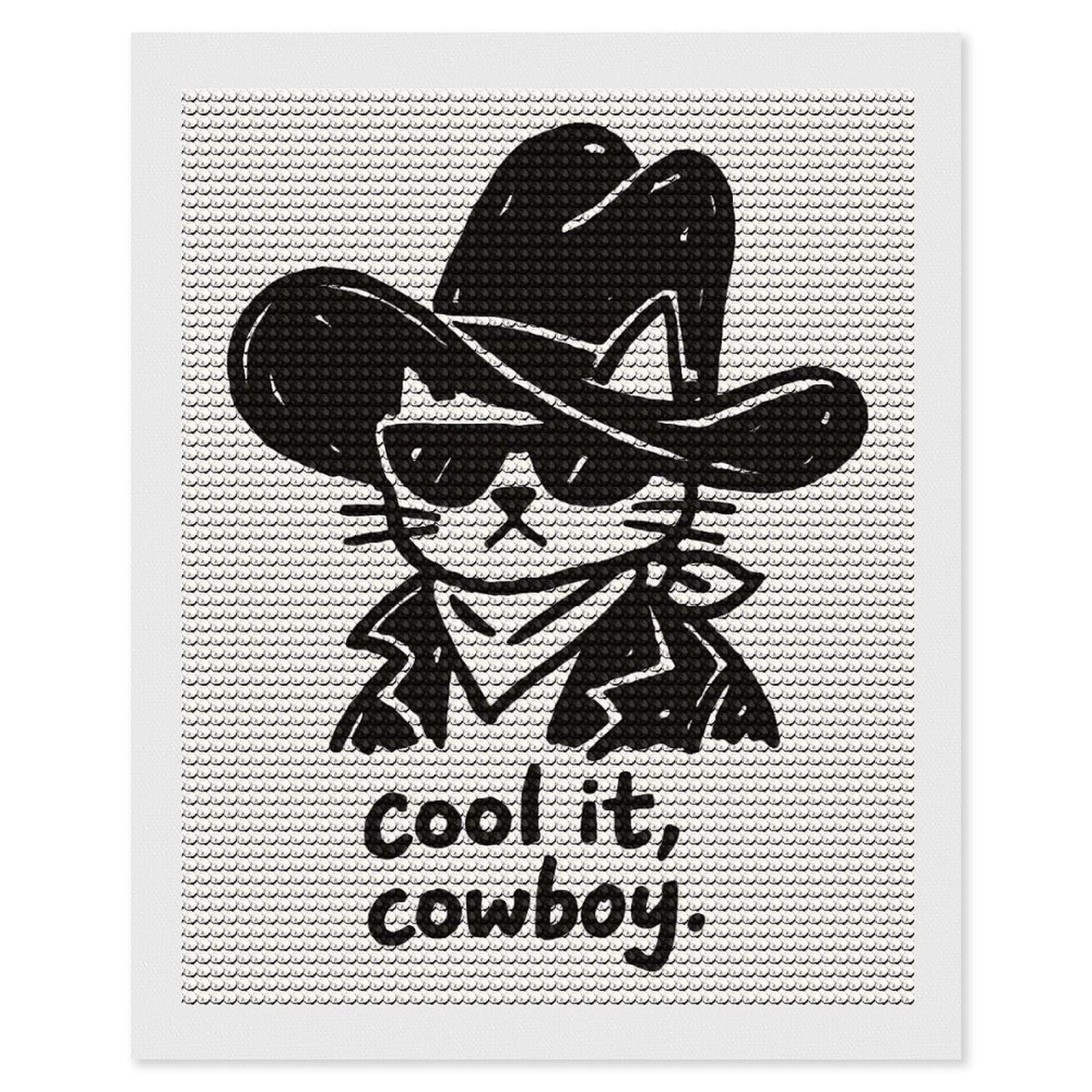 Junmoney Cool IT, Cowboy! Diamond Painting Set 16"x20", Stress Relief Craft, Easy to Enjoy, Vintage Style Decor, Festive Craft Gift