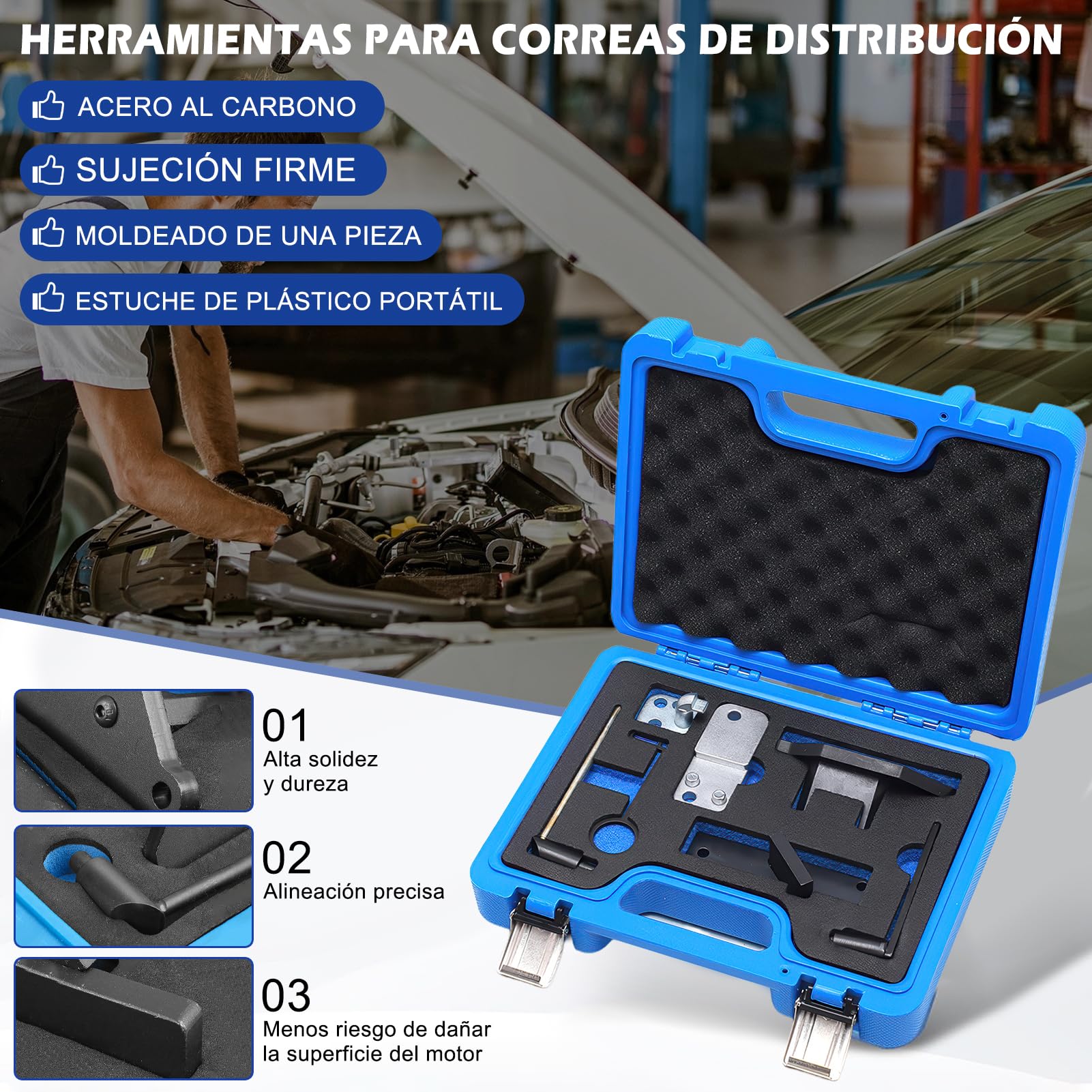 Juego de Herramientas de Ajuste de Motor, Correa Dentada Compatible con Citroen, Motor Cadena de distribución de Herramienta para 1.2 Vti (VVT) /GDI PureTech Gasolina, 109-2C, 109-2D