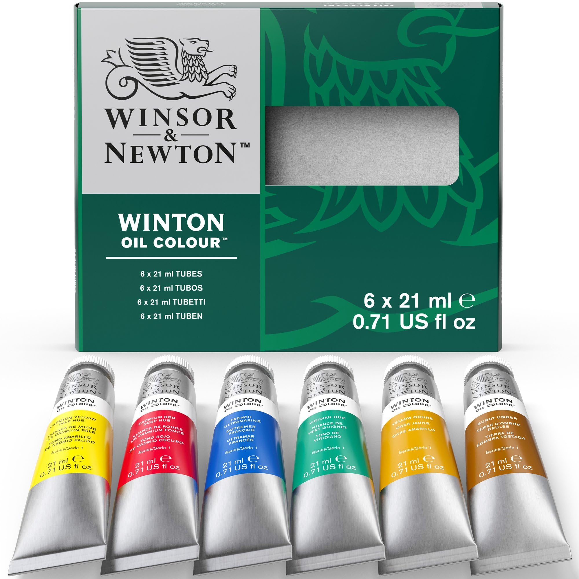 Winsor & Newton Winton Oil Color Paint, Studio Set, 10 x 37ml Tubes, Blue,Red,White, 12 Piece Set: Intro Set - 6 x 21ml