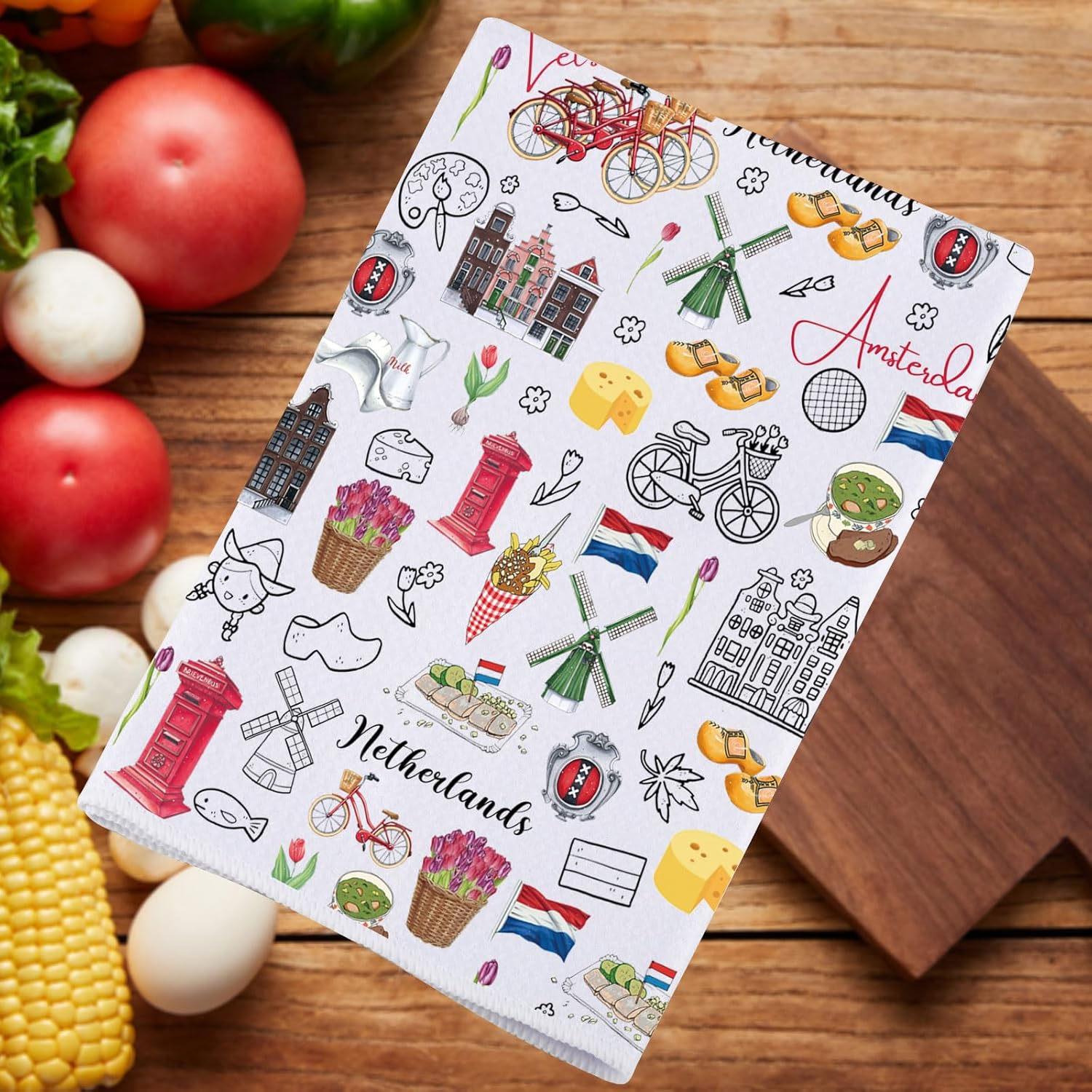 JNIAP Netherlands Kitchen Towel Dutch Dish Towel Netherlands Souvenirs Gifts Netherlands Kitchen Decor Netherlands Flag Towel (Netherlands KT) - Image 7