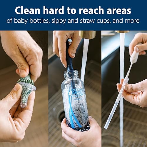 Miniatura 5 de Dr. Brown's Juego de cepillos de limpieza de silicona con botella, boquilla y cepillo para pajilla, 3 cepillos para limpiar biberones, boquillas,