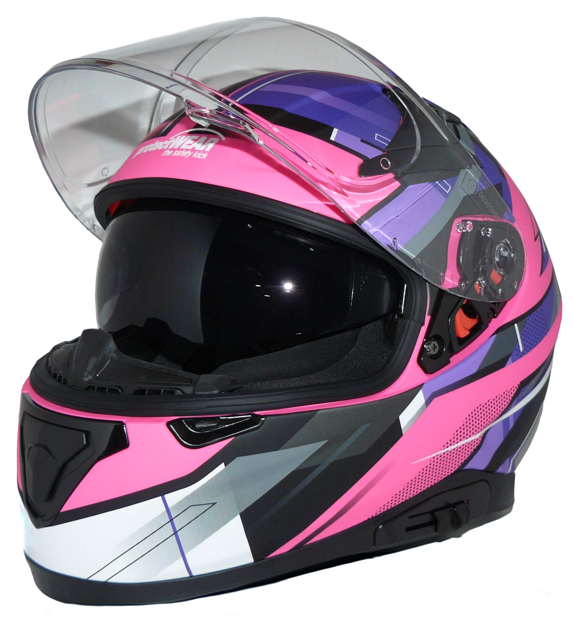 Casque de moto noir brillant fleurs design VS-801-SL - S