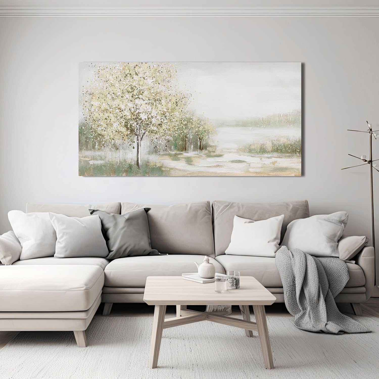 Green Wall Art Modern Nature Wall Art Canvas Art Wall Decor Spring Scene Wall Art Decor Artwork Large Wall Art Prints for Room Living Room Bedroom Office Decor 24X48 inch