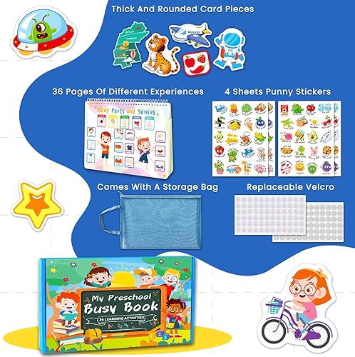 Miniatura 4 de 36 temas Montessori Libro ocupado para niños pequeños de 3 años en adelante, actividades de aprendizaje preescolar para niños Kindergaten, juguetes