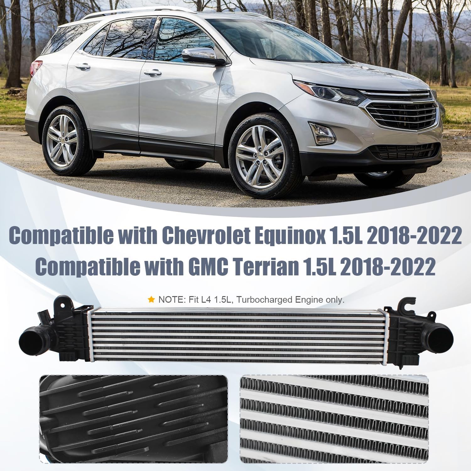 Aluminum 1.5L Engine Intercooler Turbo Cooler Compatible with Chevrolet Equinox 2018-2022 Compatible with GMC Terrain 2018-2022 Replaces GM3012116 84454110